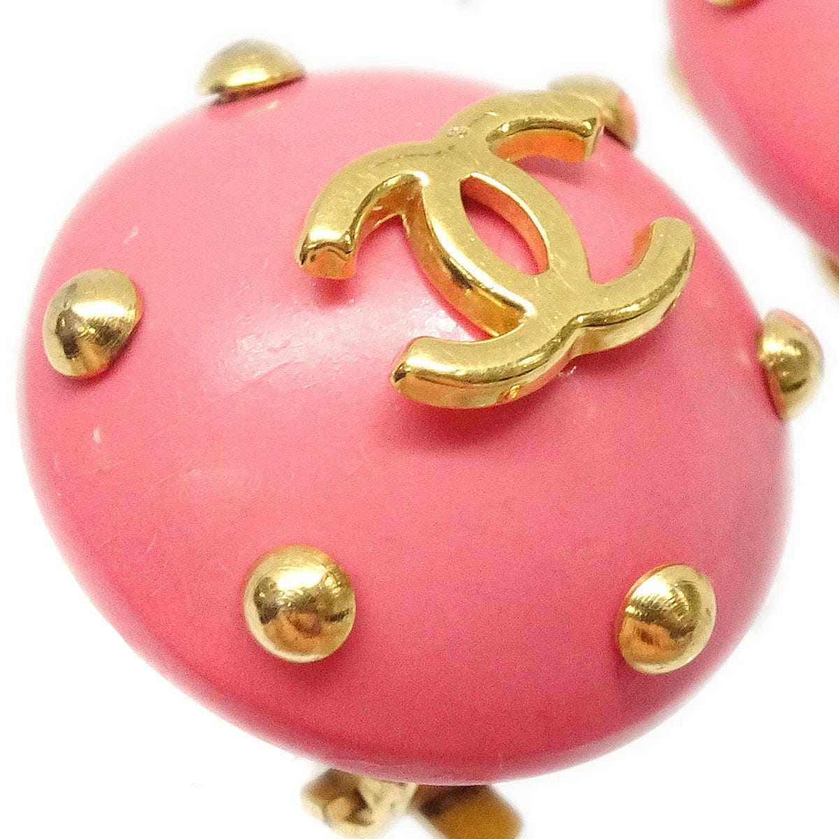 Chanel Studded Earrings Pink Clip - On 96C