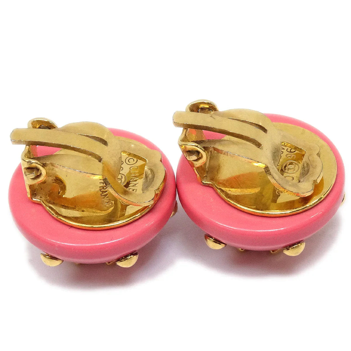 Chanel Studded Earrings Pink Clip - On 96C