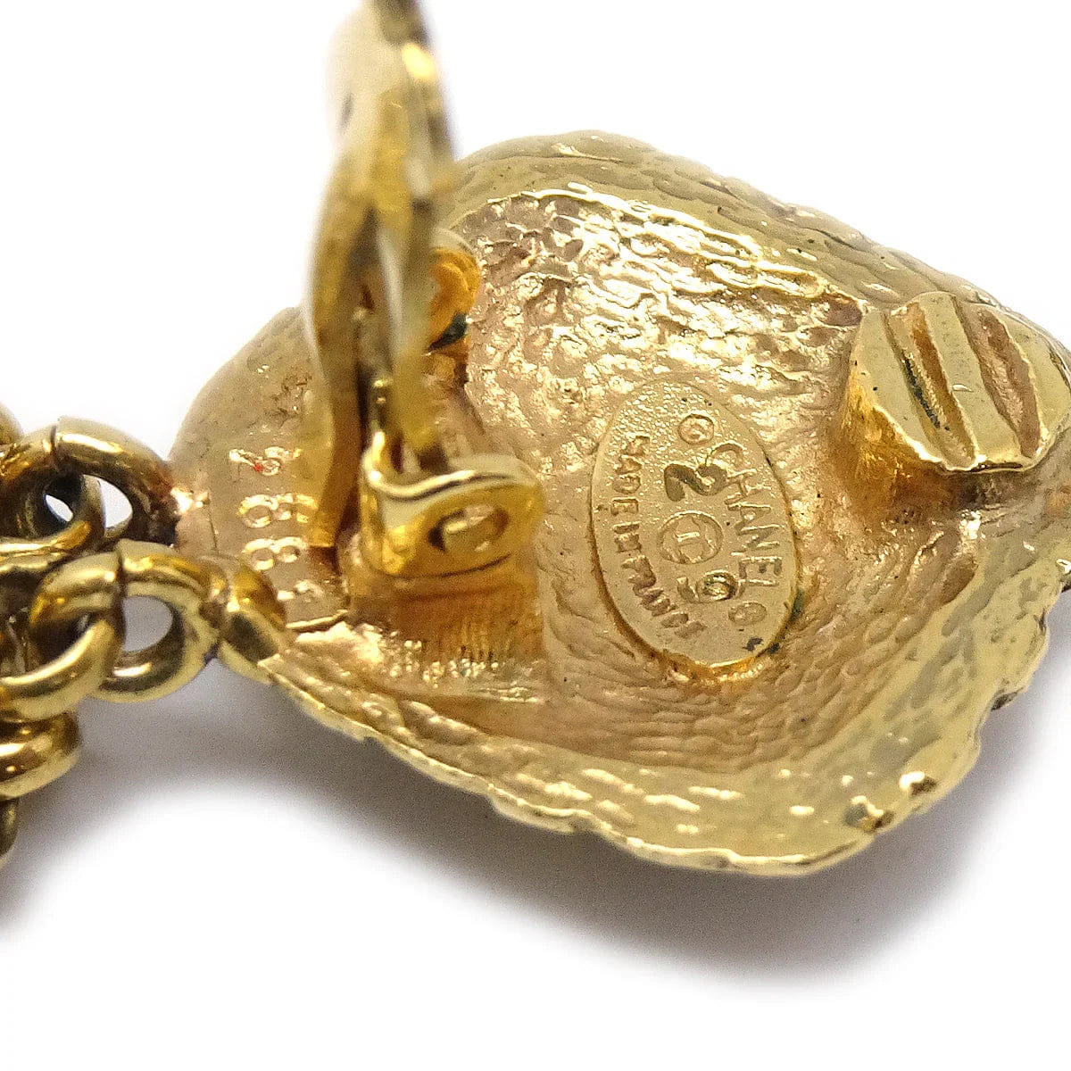 Chanel 1994 Woven CC Hoop Earrings Clip - On Gold 2881