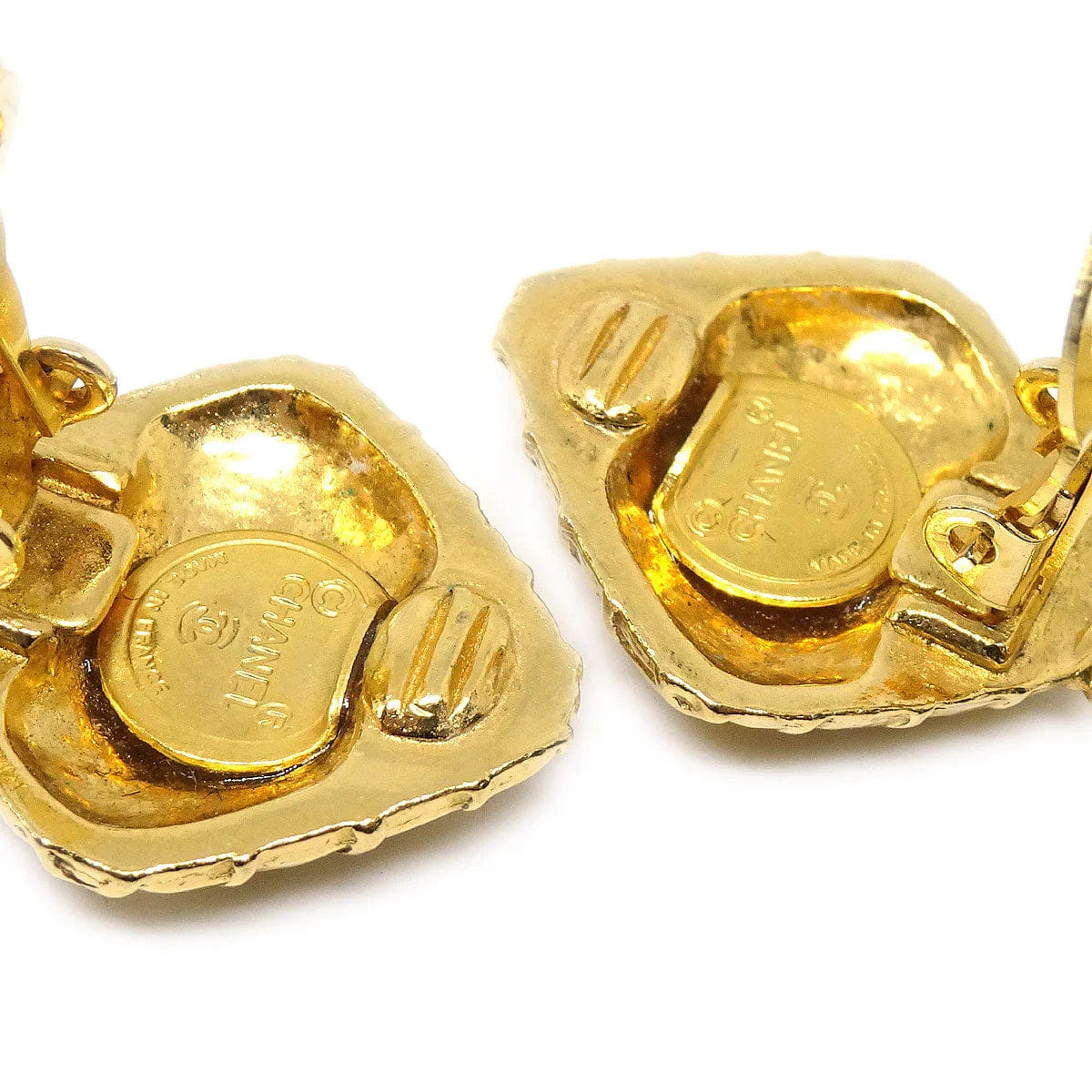 Chanel 1980s Dangle Bow Earrings Clip - On Gold