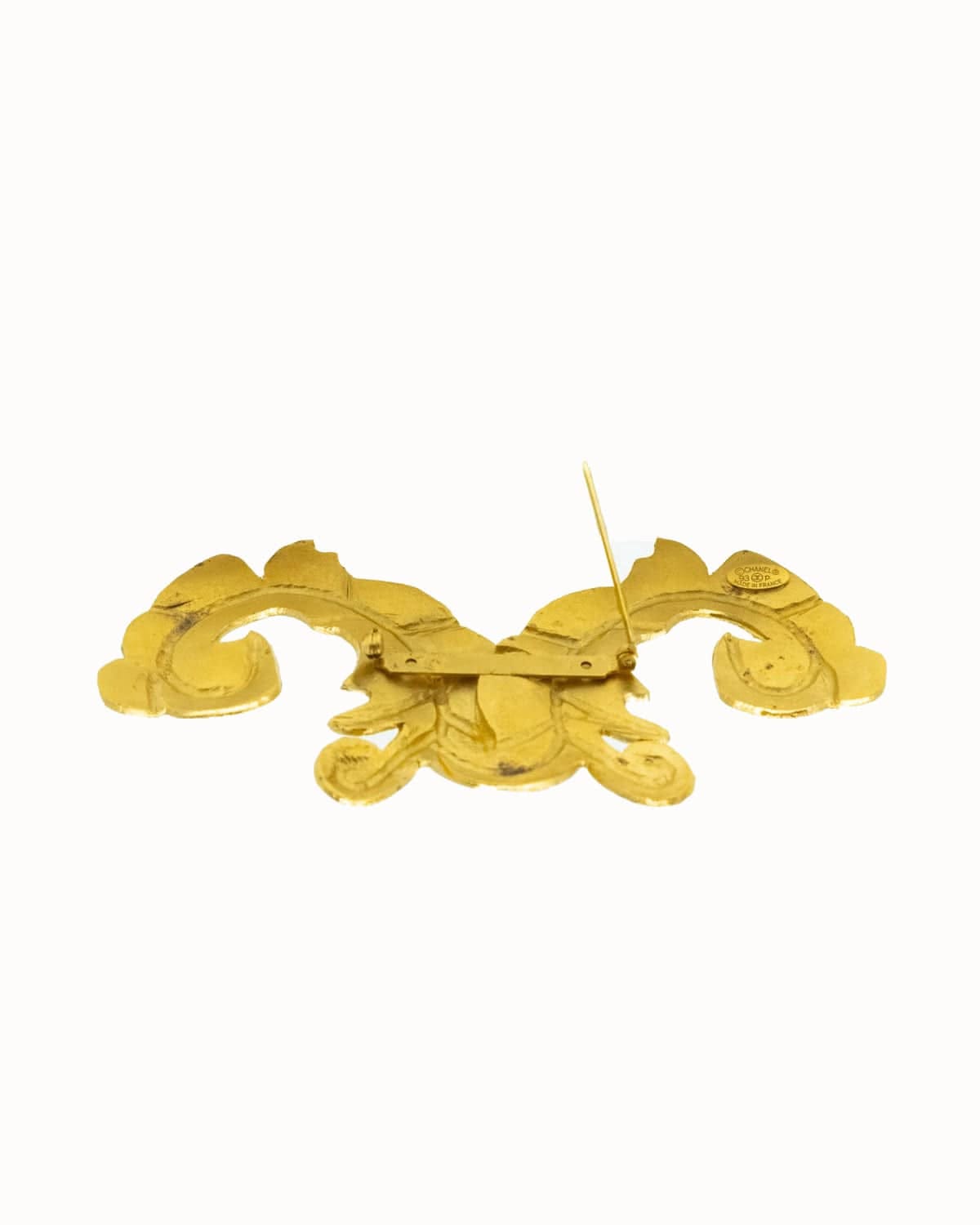 Chanel Large Antheus Leaf Scroll Brooch 1993 Matte Finish