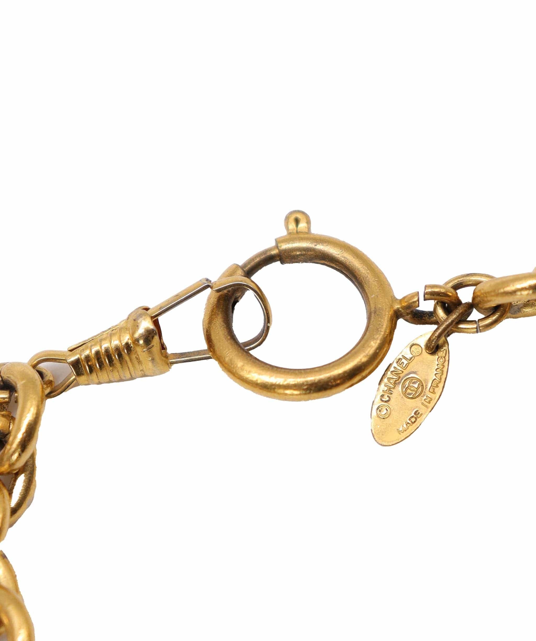 Chanel 24k Gold 1995 Floral CC Pendant Belt / Necklace AGC2881