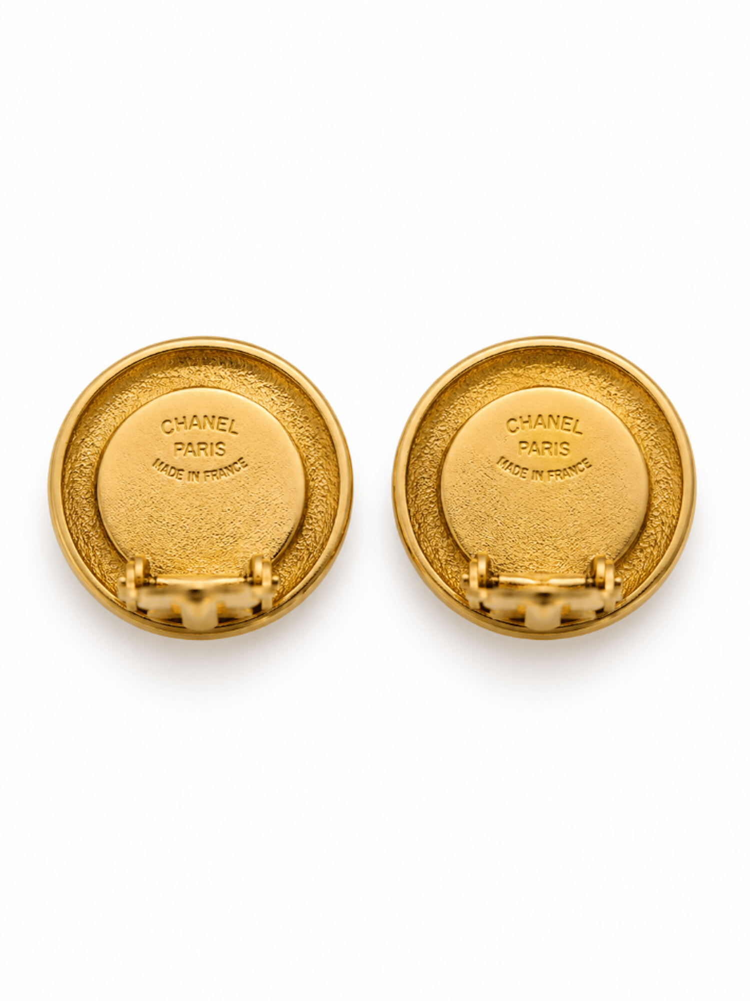 CHANEL Vintage 24K CC Logo Lucky Clover Pearl Clip On Earrings Gold