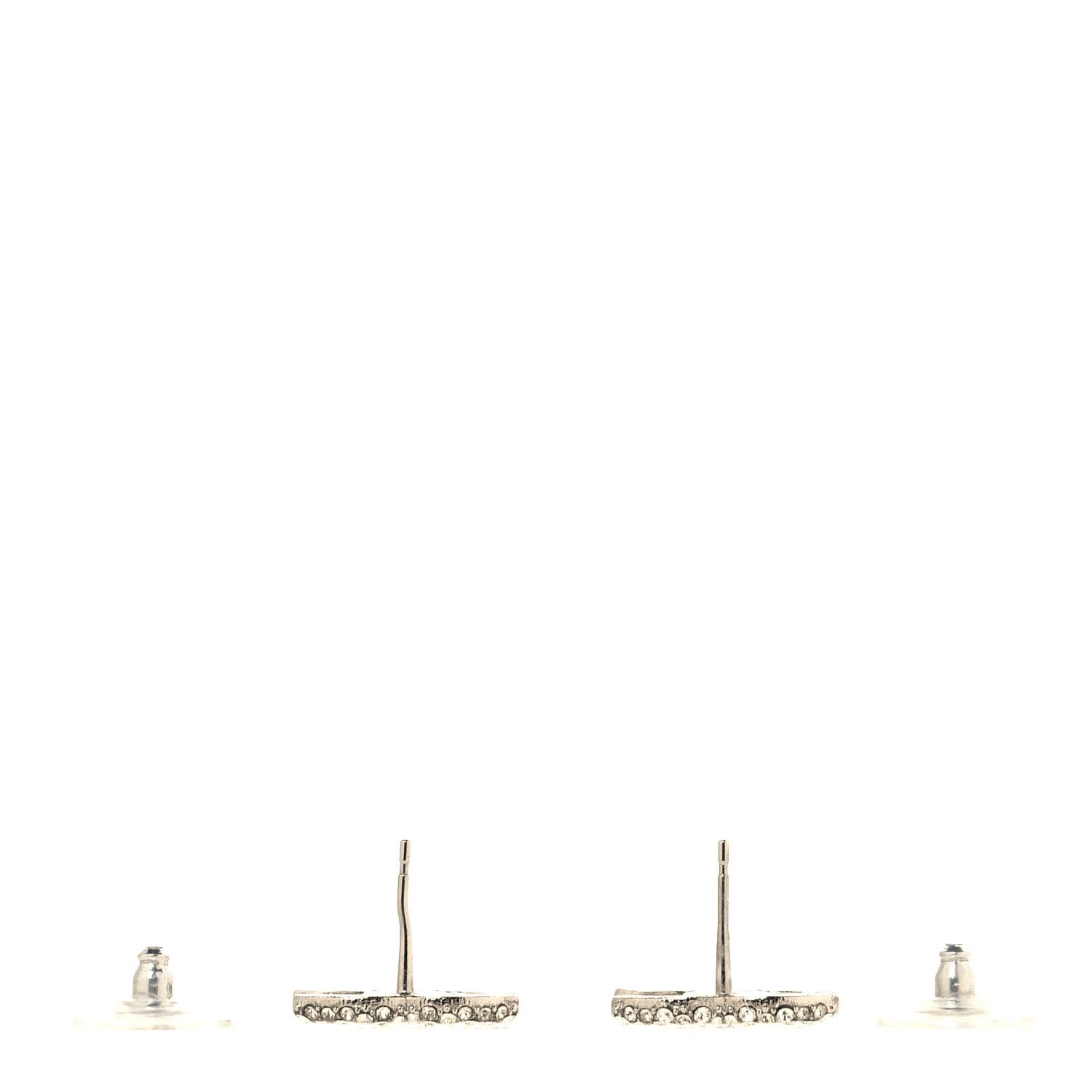 Chanel Crystal CC Earrings Silver