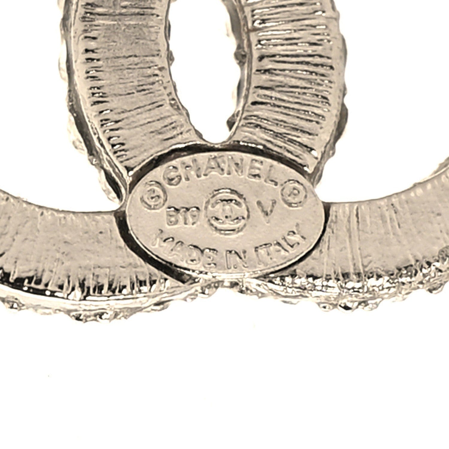 Chanel Crystal CC Earrings Silver