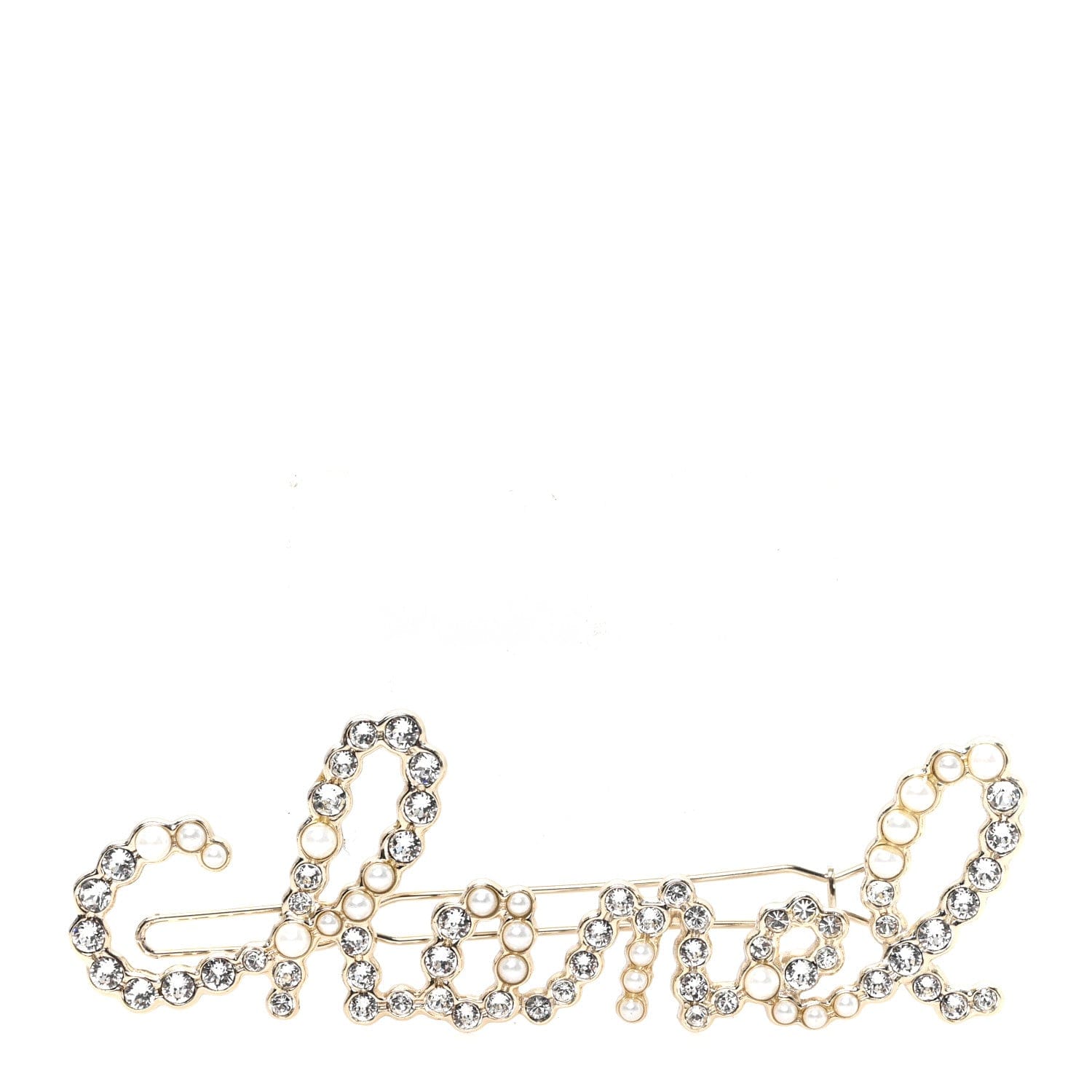 Chanel Metal Glass Swirling Pearls Brooch Pin Gold