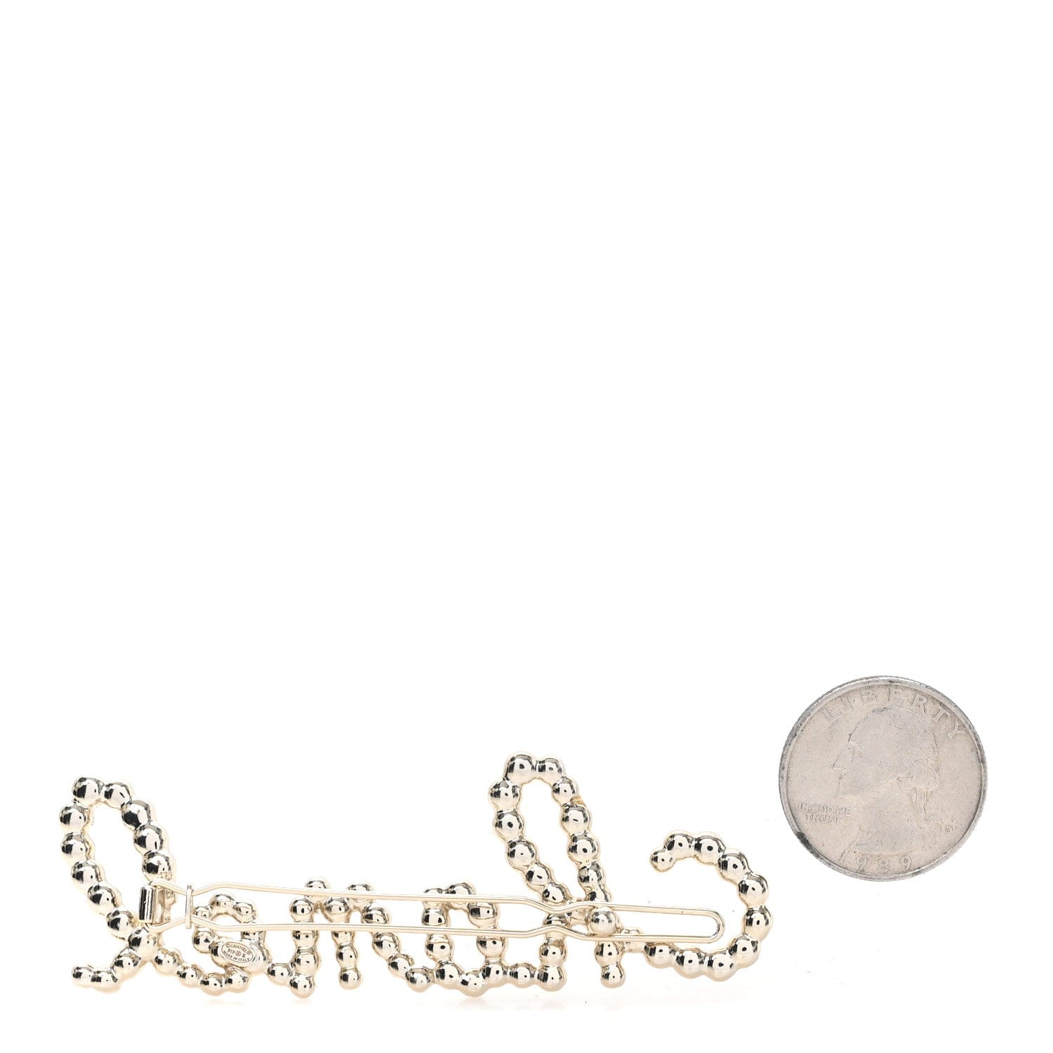 Chanel Metal Glass Swirling Pearls Brooch Pin Gold