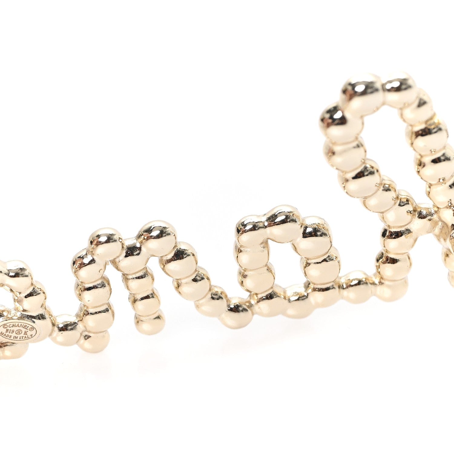 Chanel Metal Glass Swirling Pearls Brooch Pin Gold
