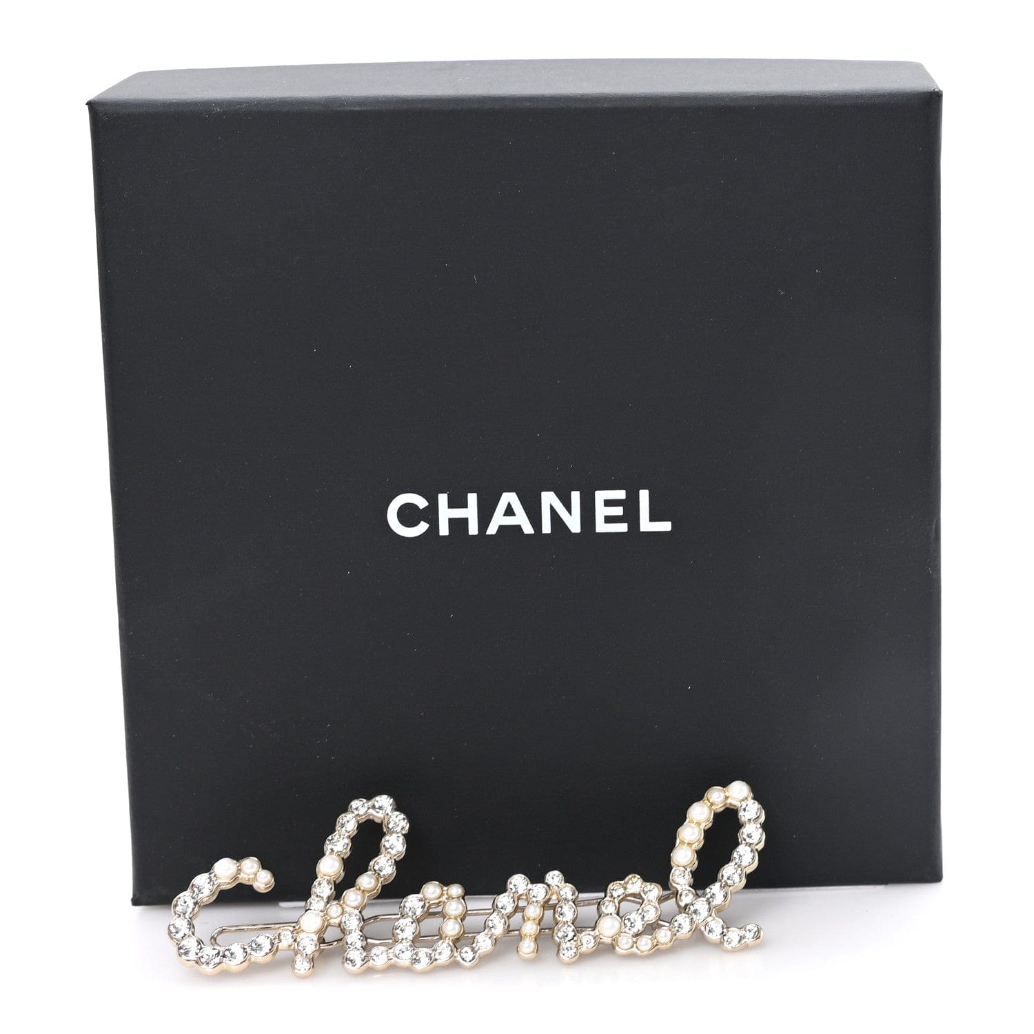 Chanel Metal Glass Swirling Pearls Brooch Pin Gold