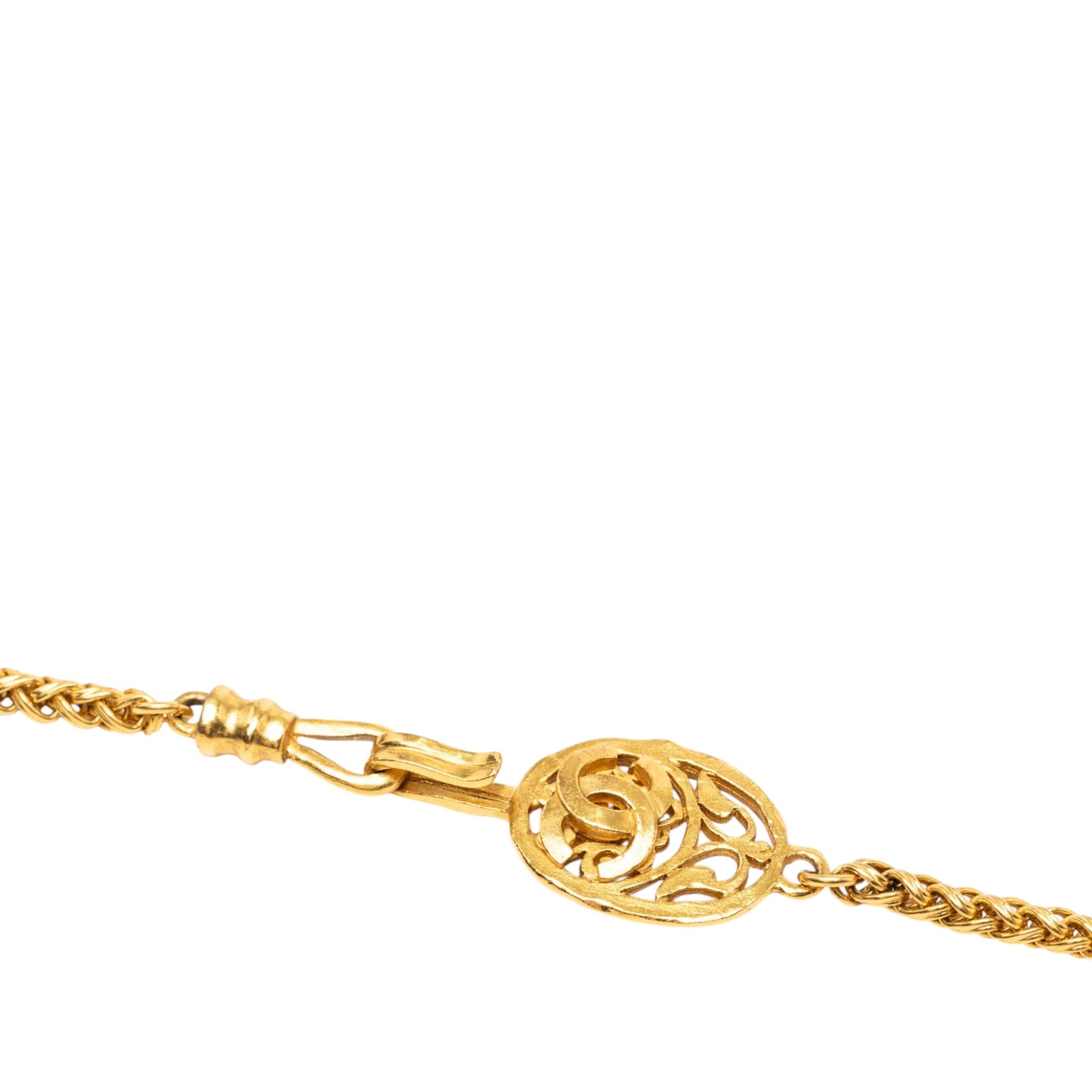 Chanel Gold Plated Medallion Double Strand Chain Necklace