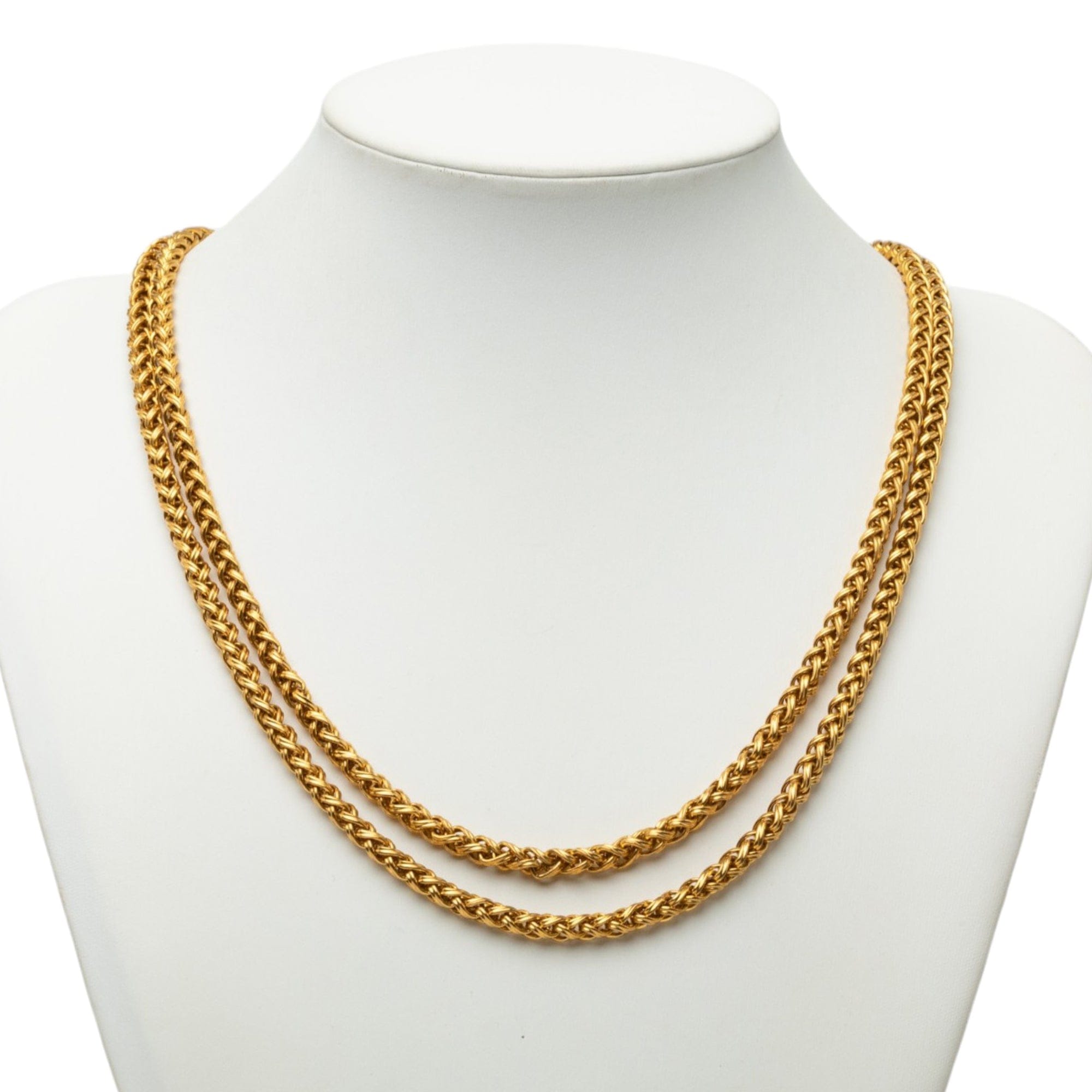 Chanel Gold Plated Medallion Double Strand Chain Necklace