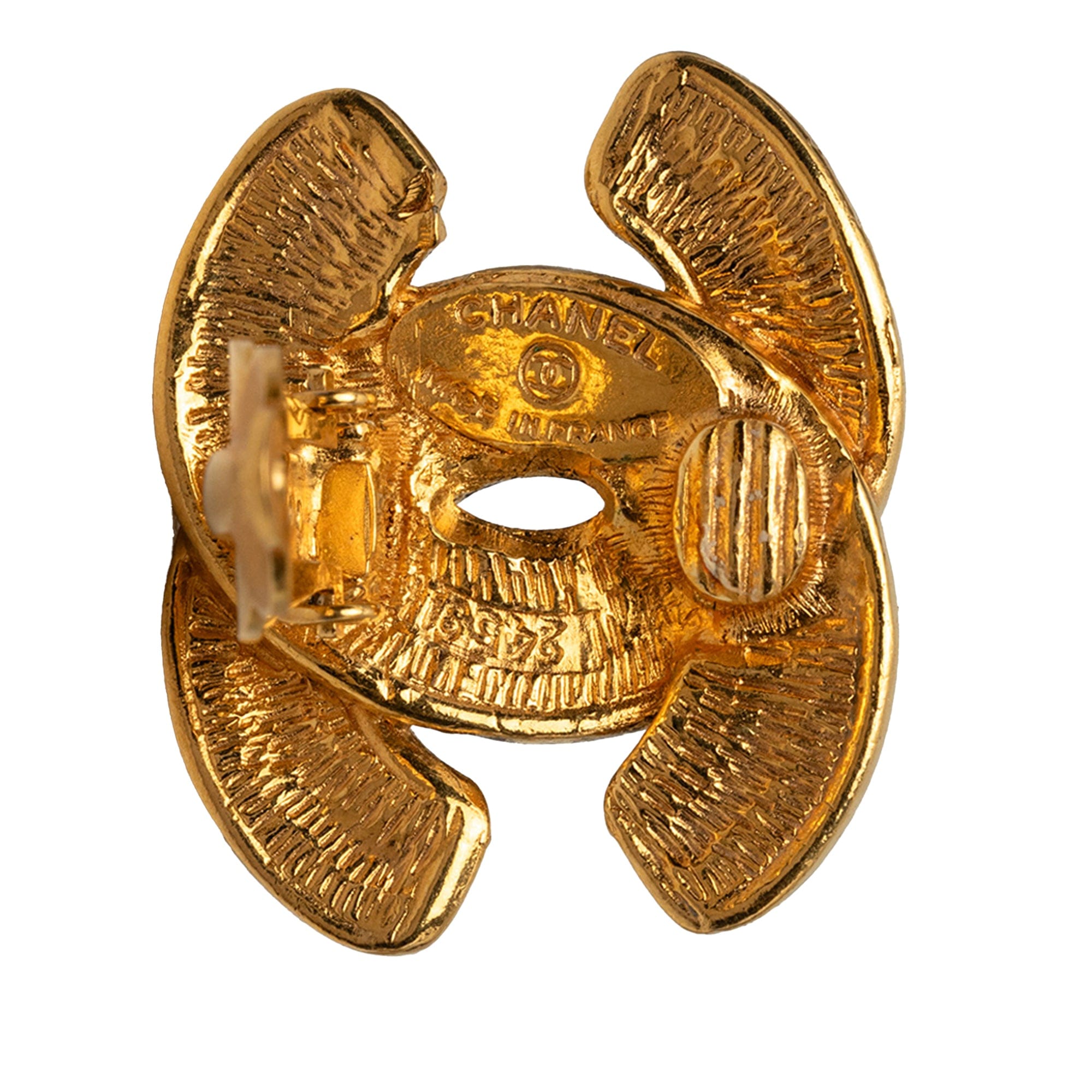 Chanel CC Gold Plated Quilted Clip On Earrings