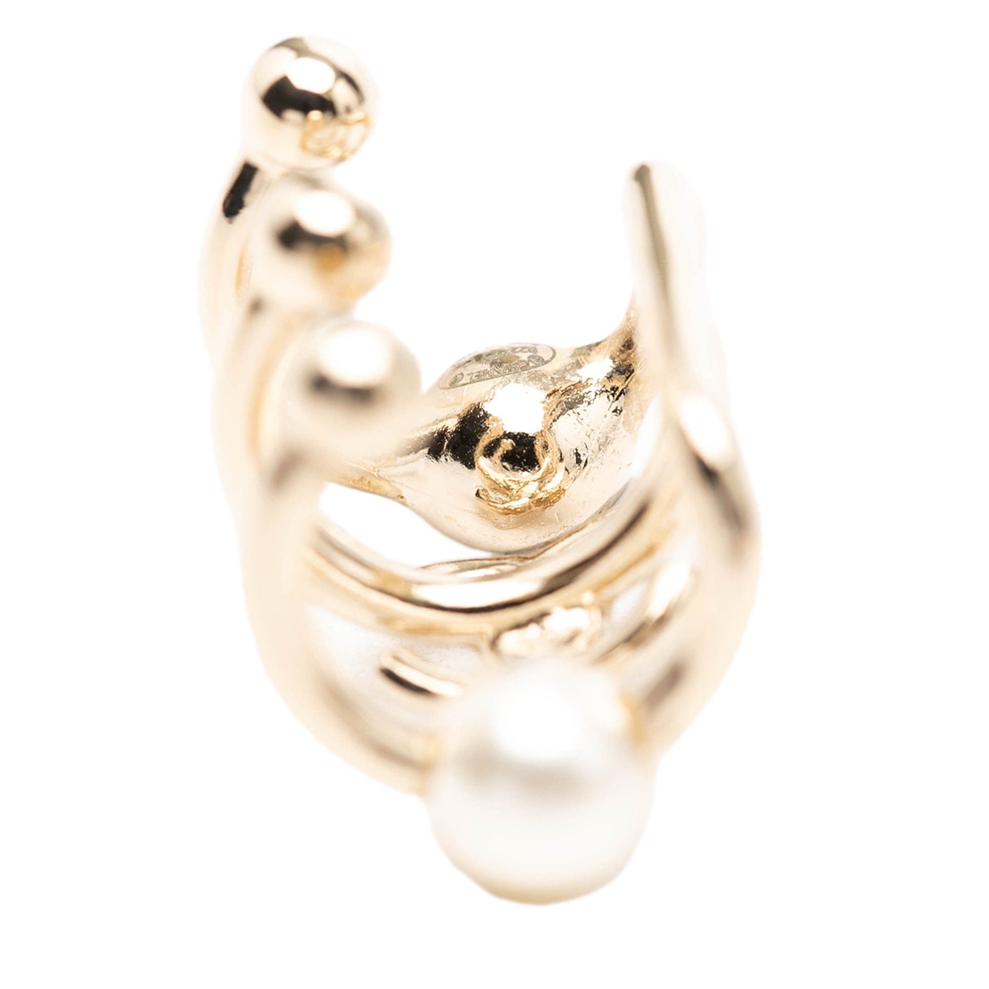 Chanel CC Gold Plated Strass and Faux Pearl Ear Cuff Earring