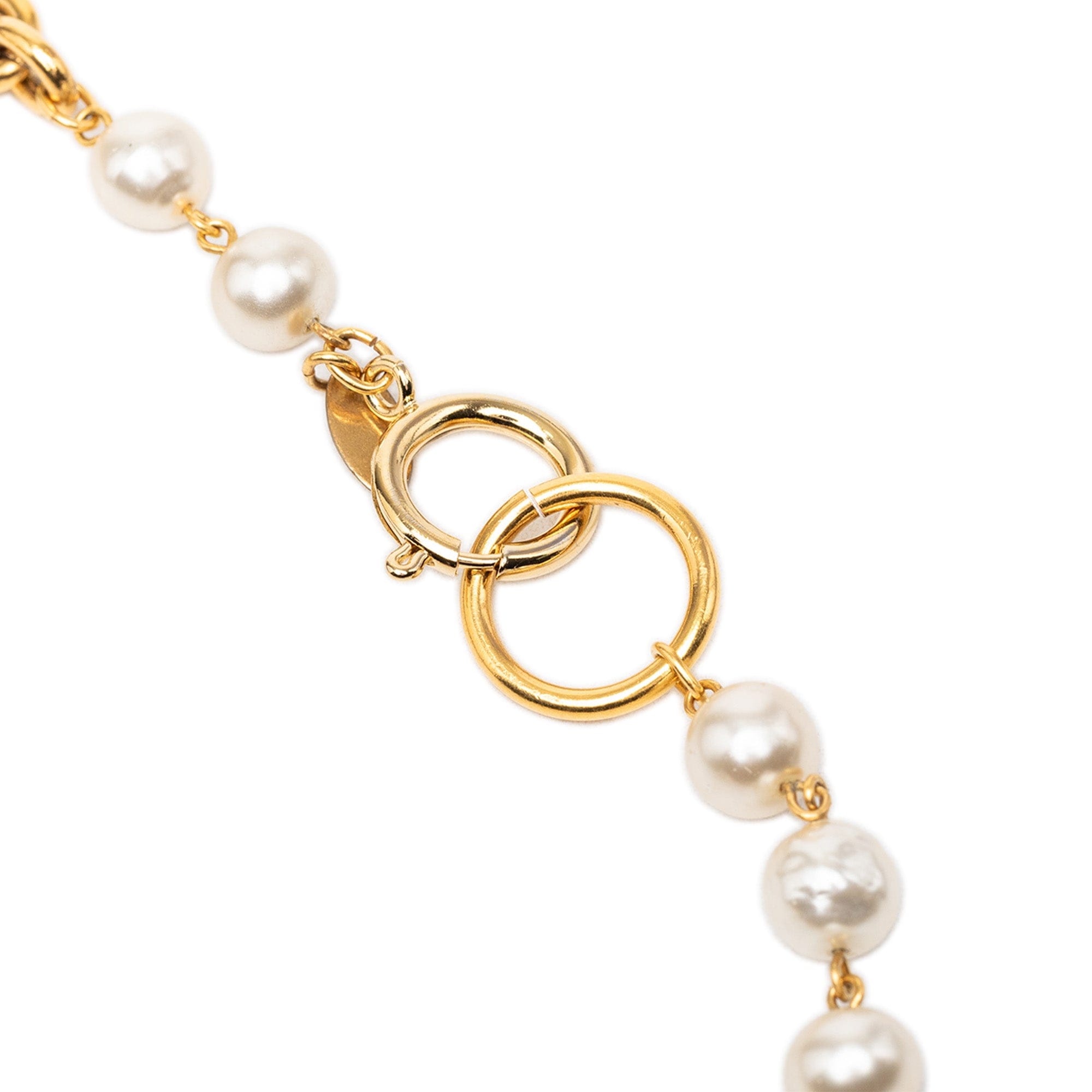 Chanel Gold Plated Faux Pearl Chain Necklace