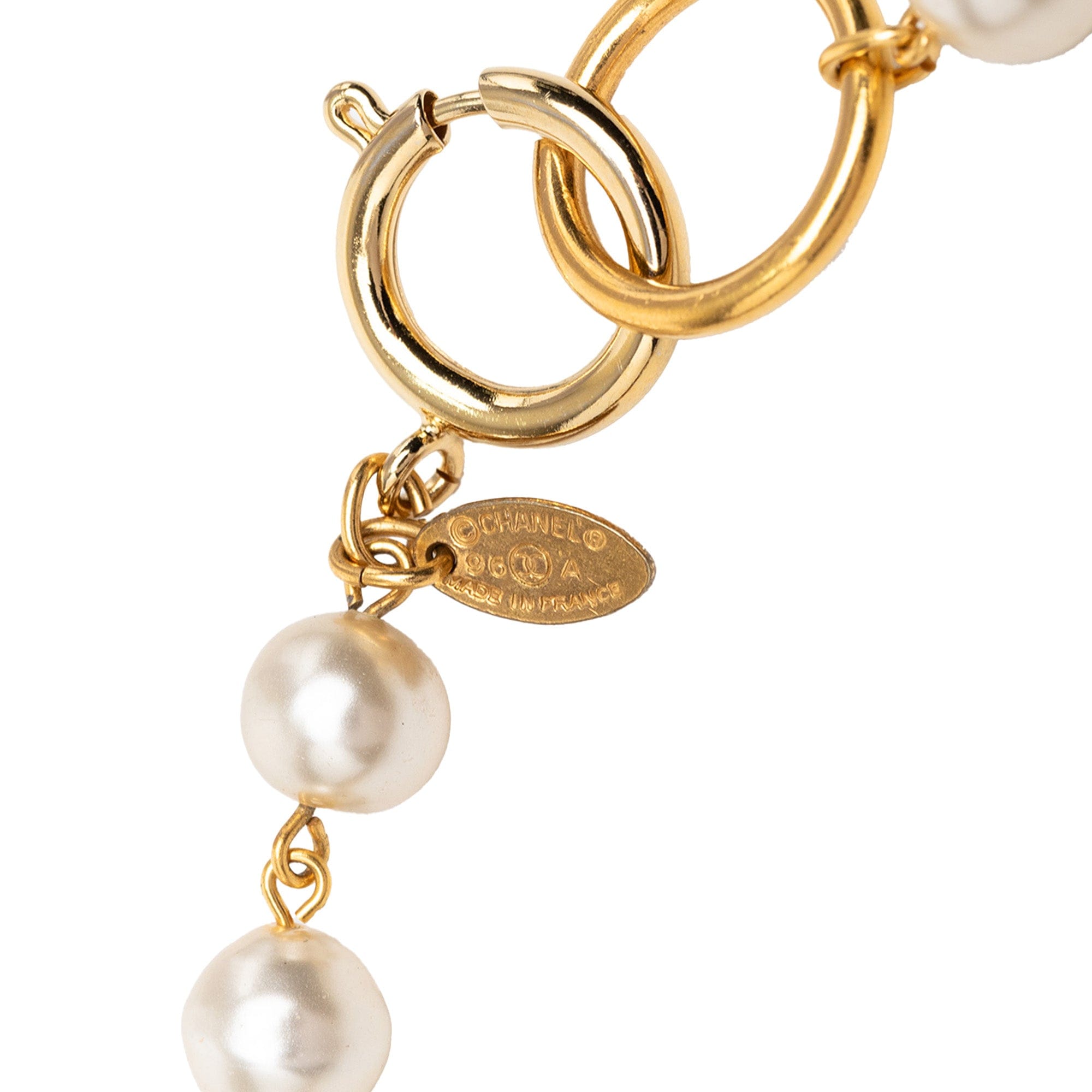 Chanel Gold Plated Faux Pearl Chain Necklace