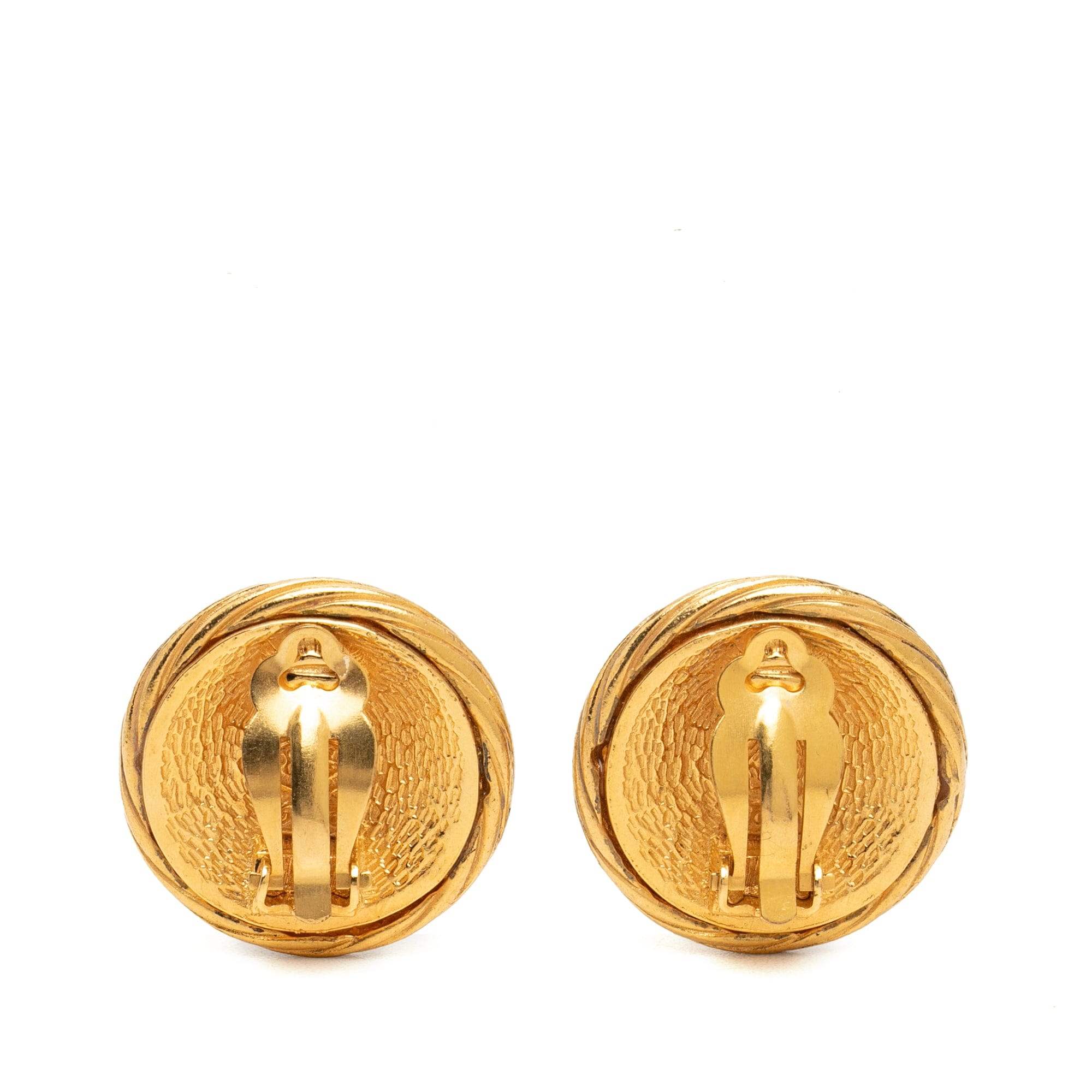 Chanel CC Gold Plated Twisted Round Clip On Earrings
