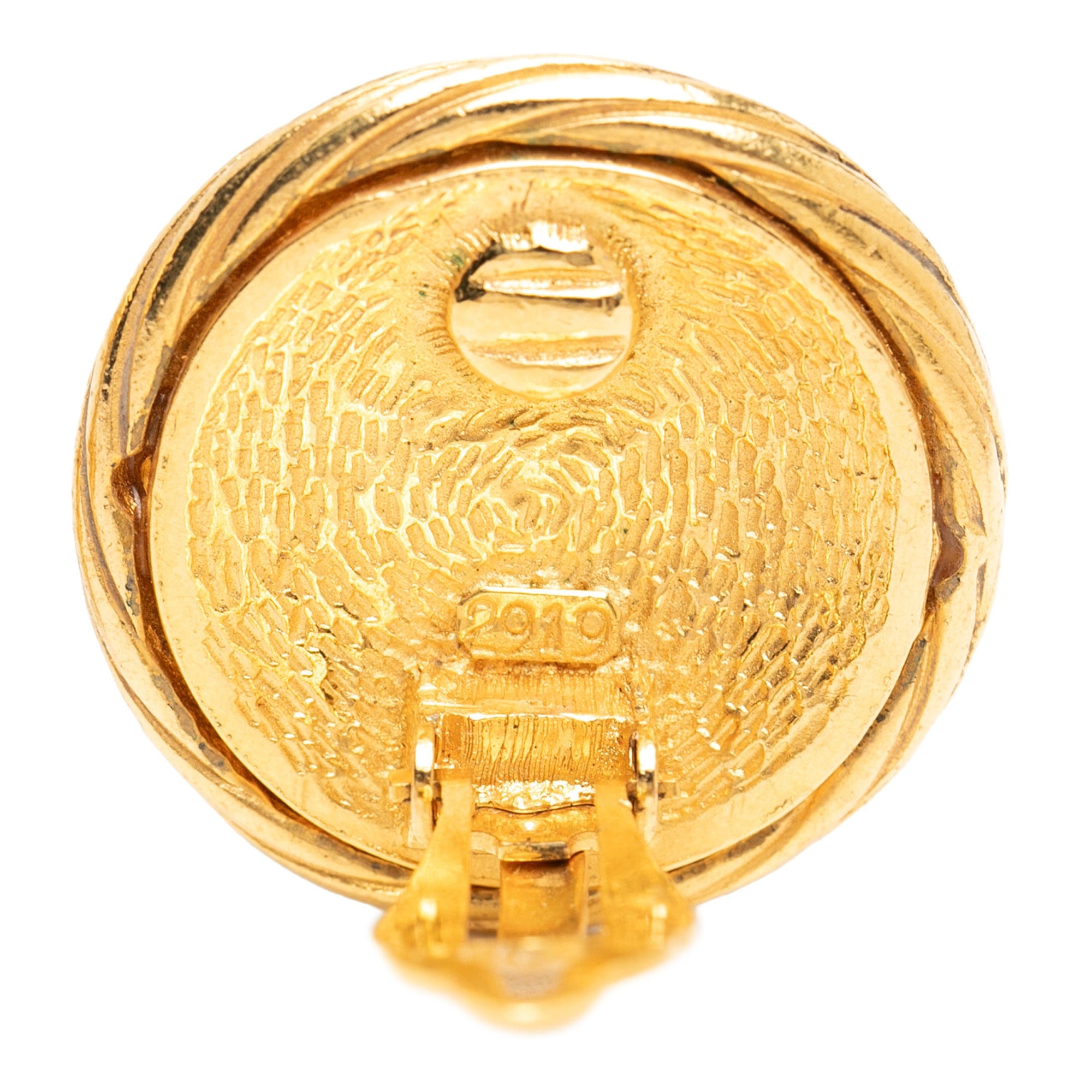 Chanel CC Gold Plated Twisted Round Clip On Earrings