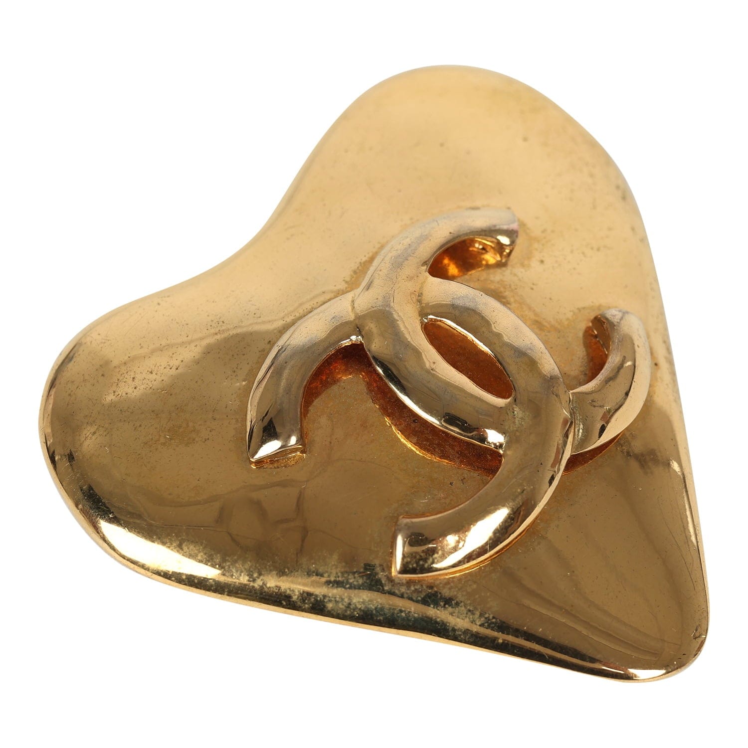 Chanel Vintage Chanel CC Heart Brooch Gold Plated Hardware
