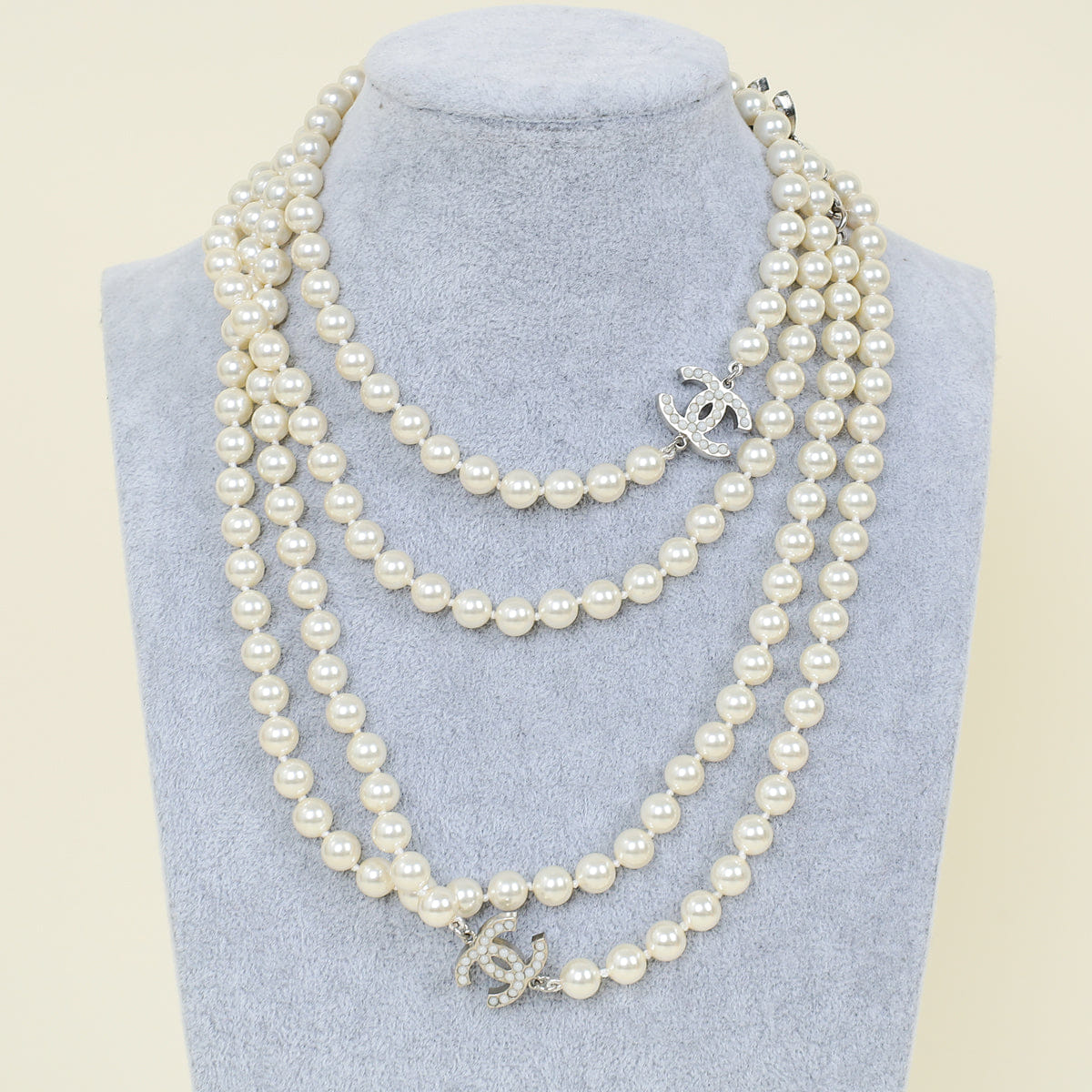 Chanel Ivory CC Pearl Long Necklace
