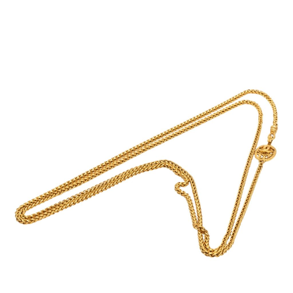 Chanel Gold Plated Medallion Double Strand Chain Necklace