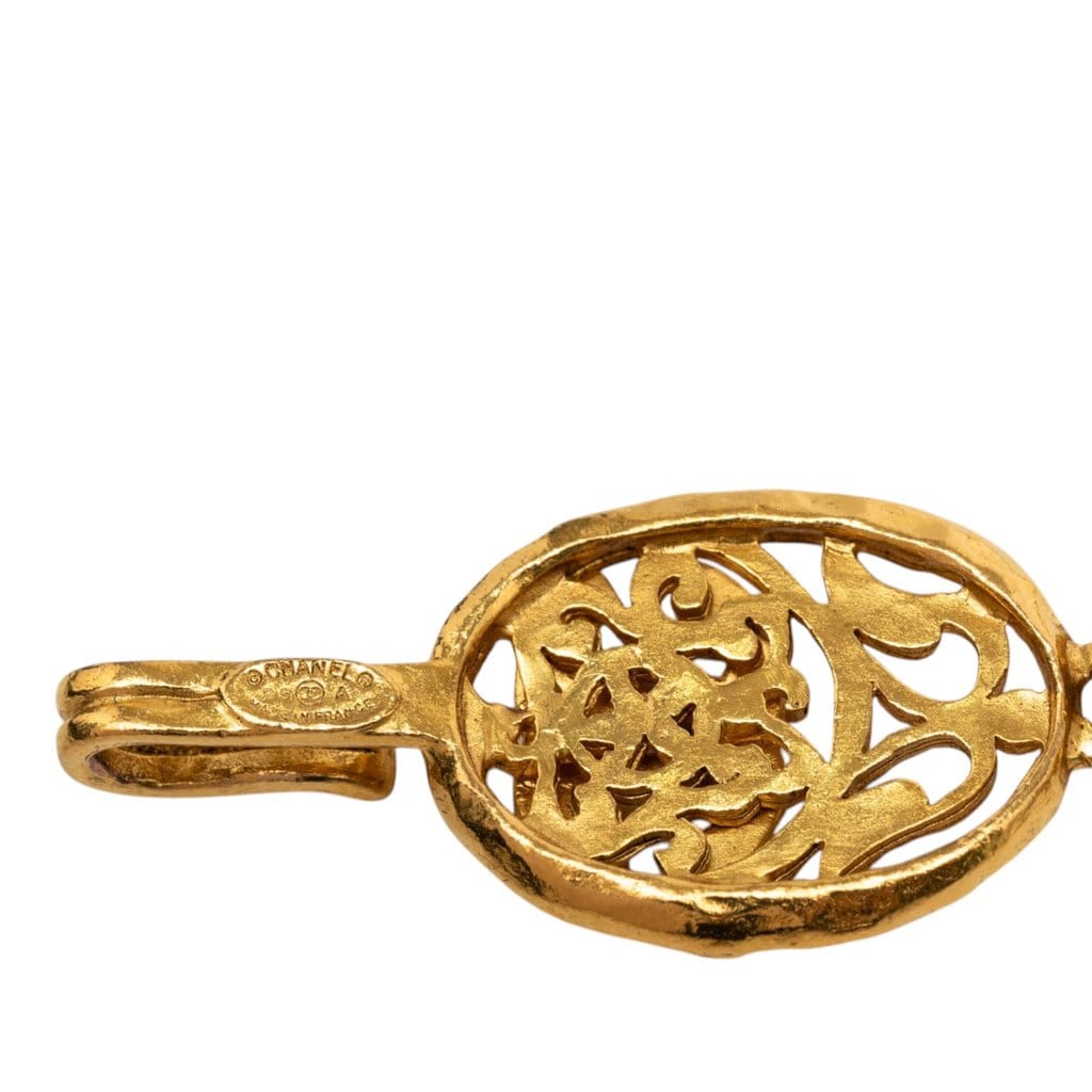Chanel Gold Plated Medallion Double Strand Chain Necklace