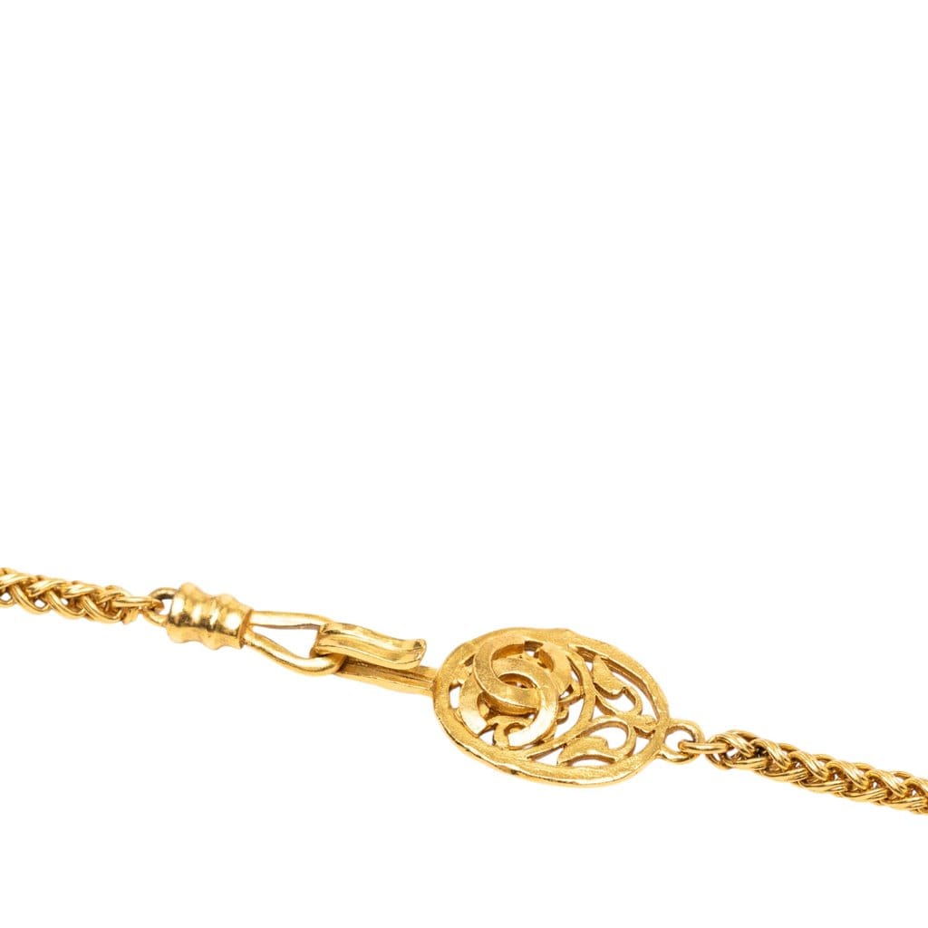 Chanel Gold Plated Medallion Double Strand Chain Necklace