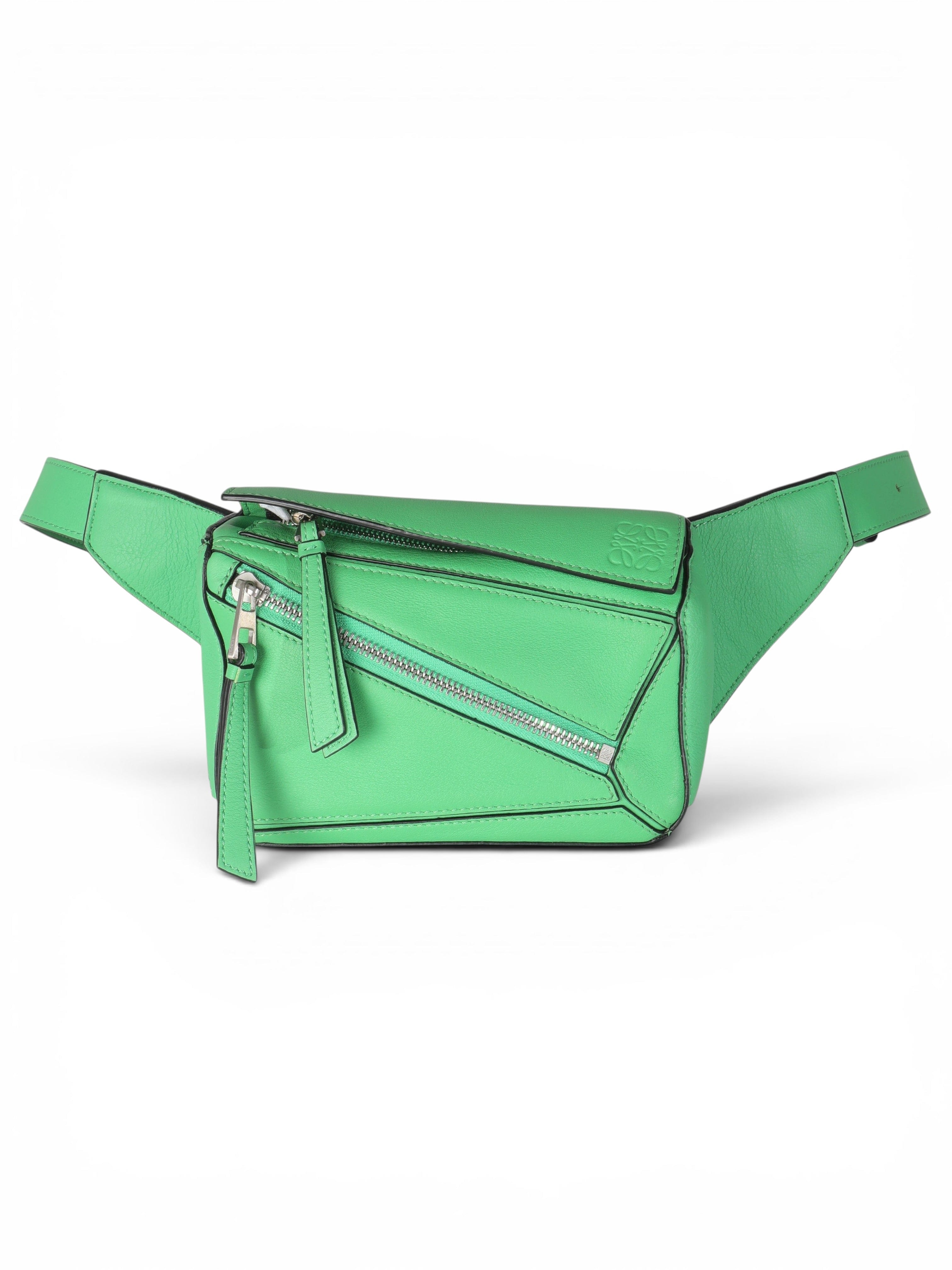 Loewe Green Leather Mini Puzzle Belt Bag