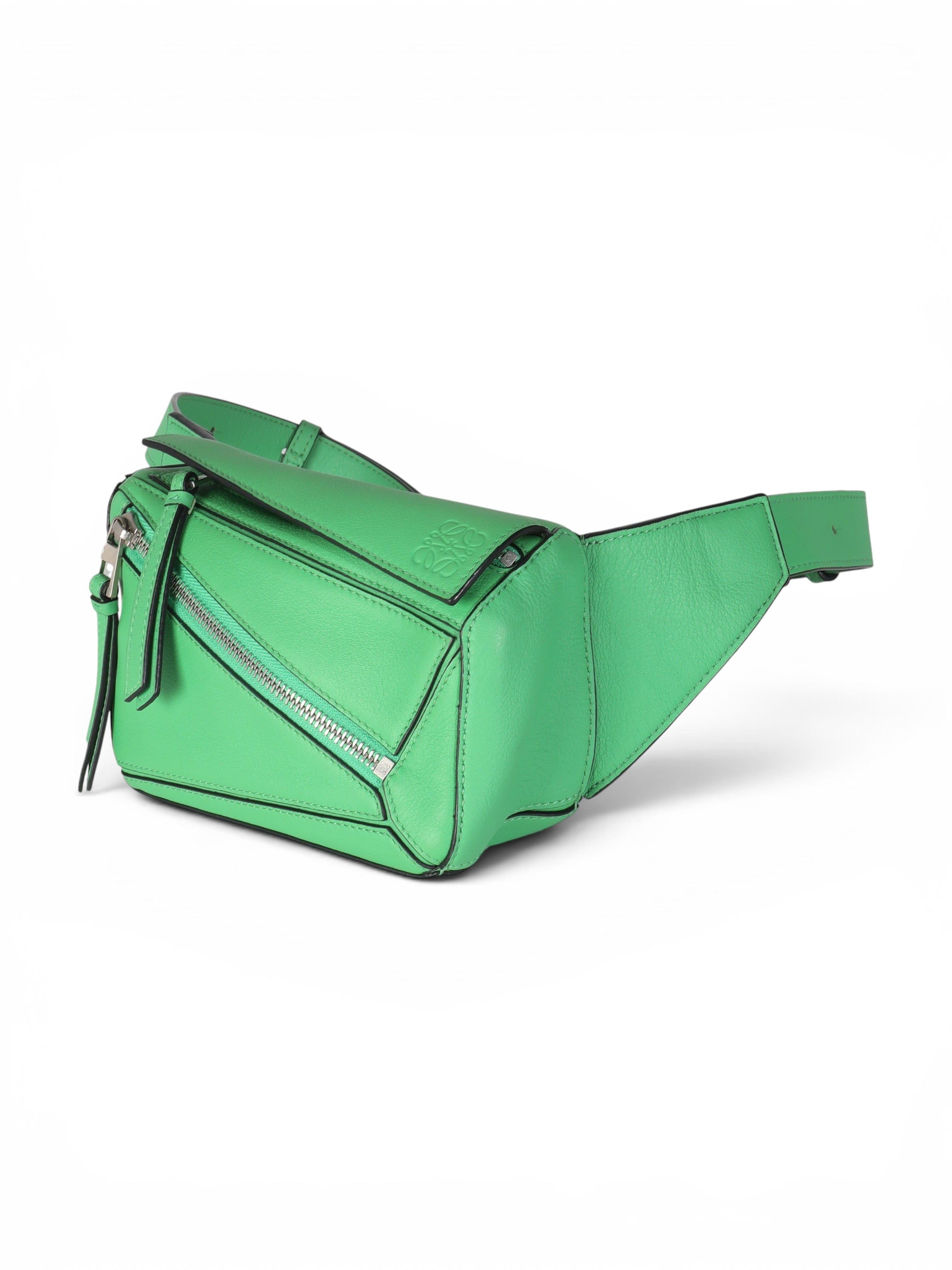 Loewe Green Leather Mini Puzzle Belt Bag