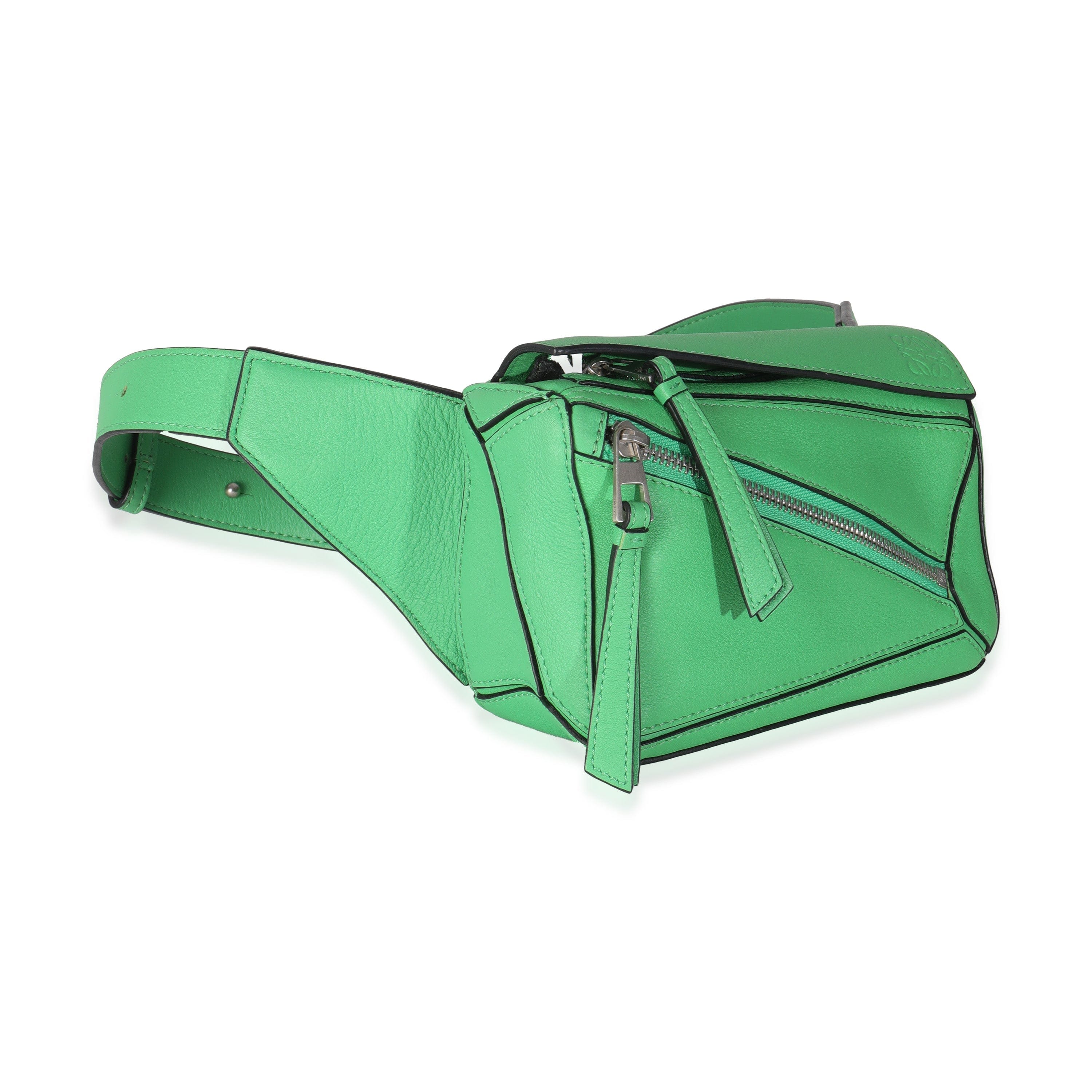 Loewe Green Leather Mini Puzzle Belt Bag
