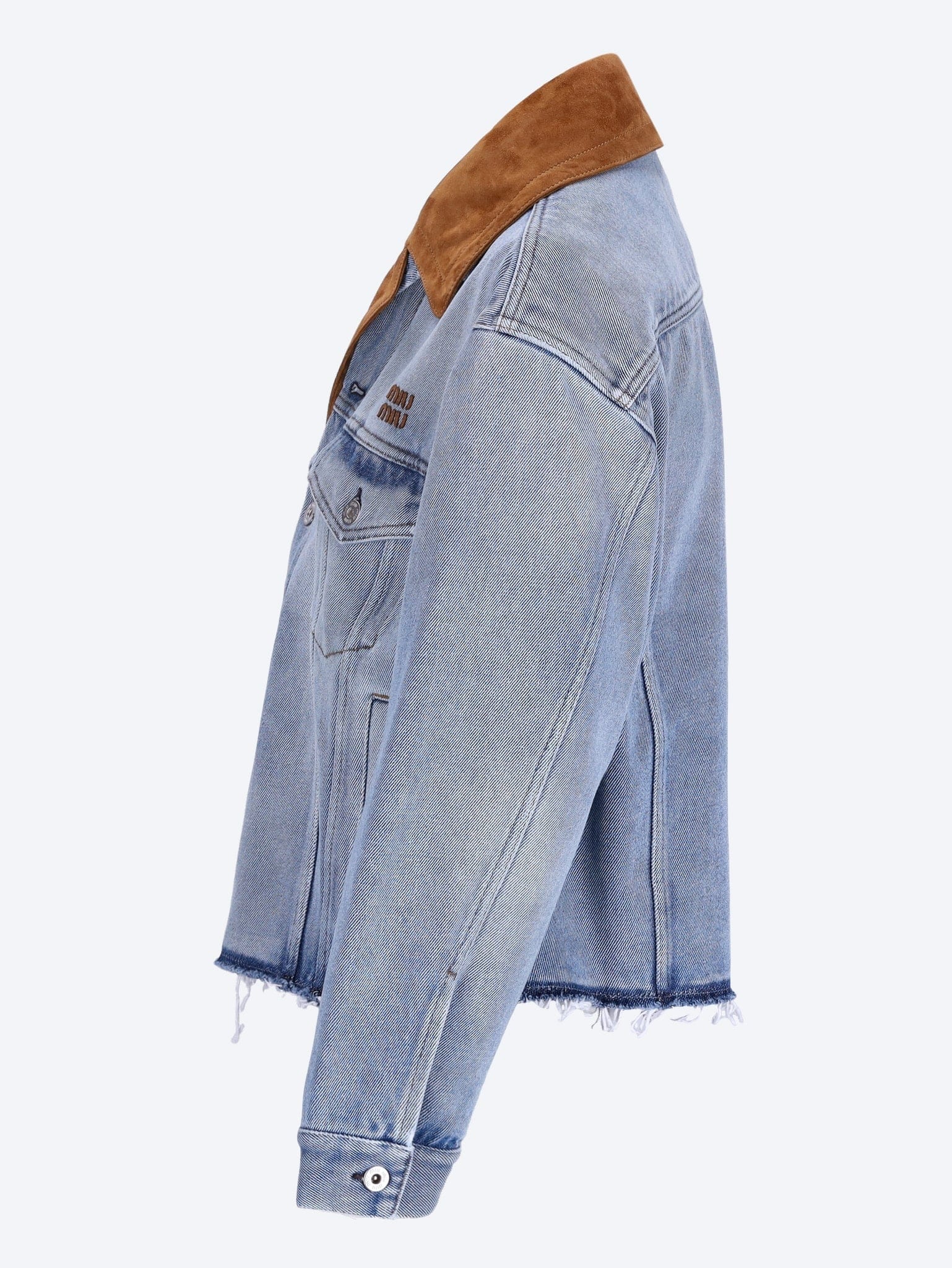 MIU MIU Washed denim and suede blouson jacket