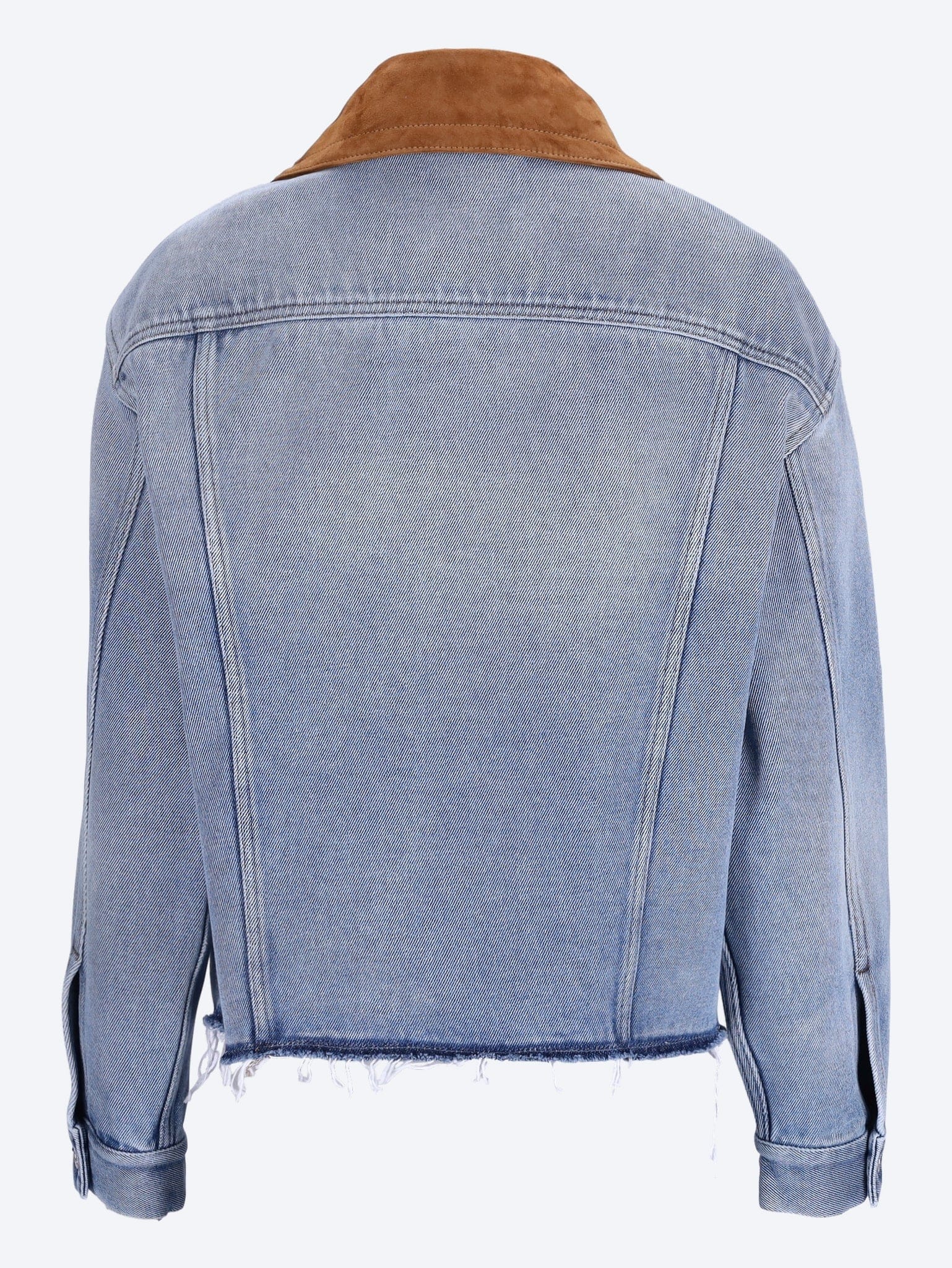 MIU MIU Washed denim and suede blouson jacket