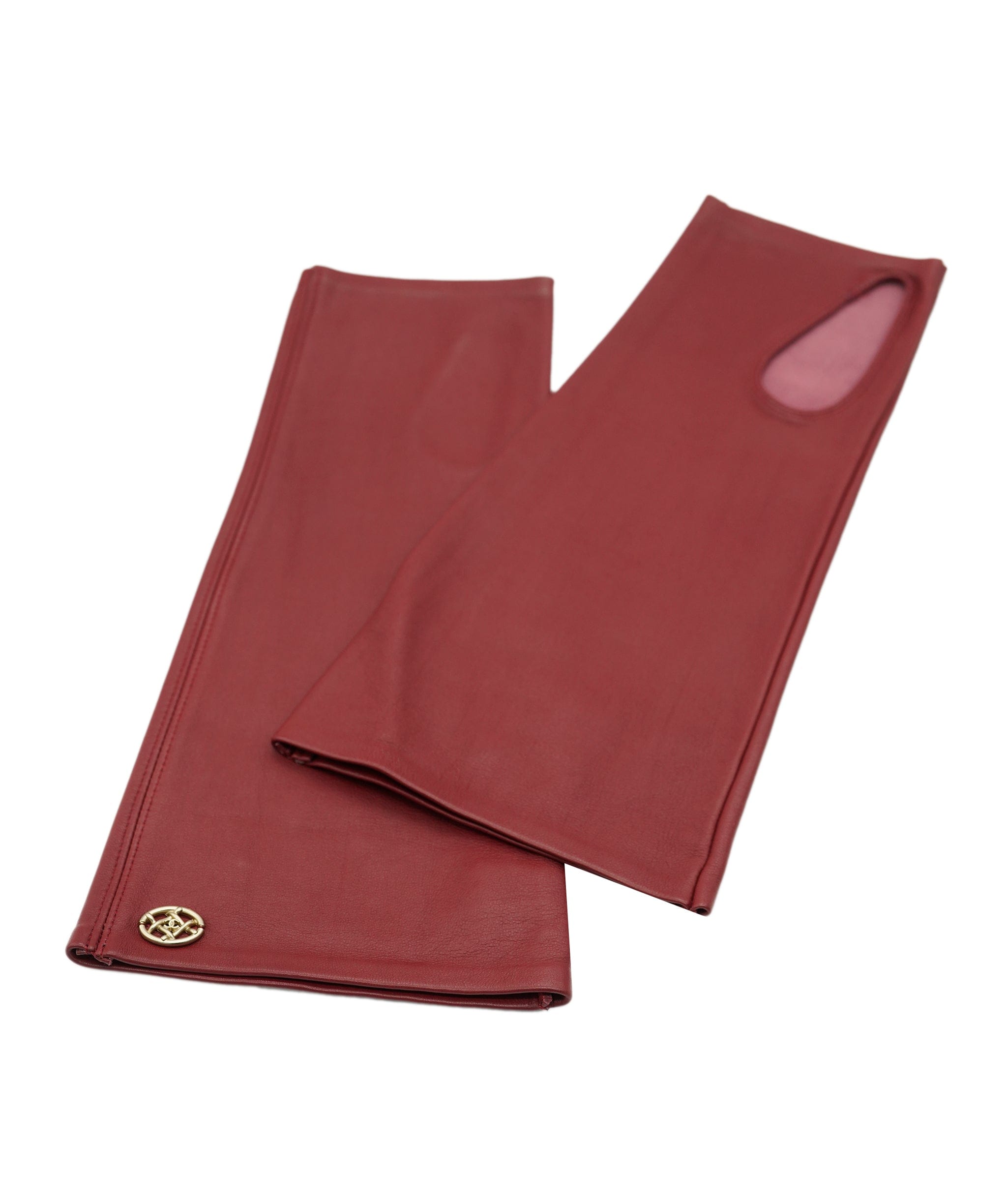 Chanel leather red mittens DXBS3779