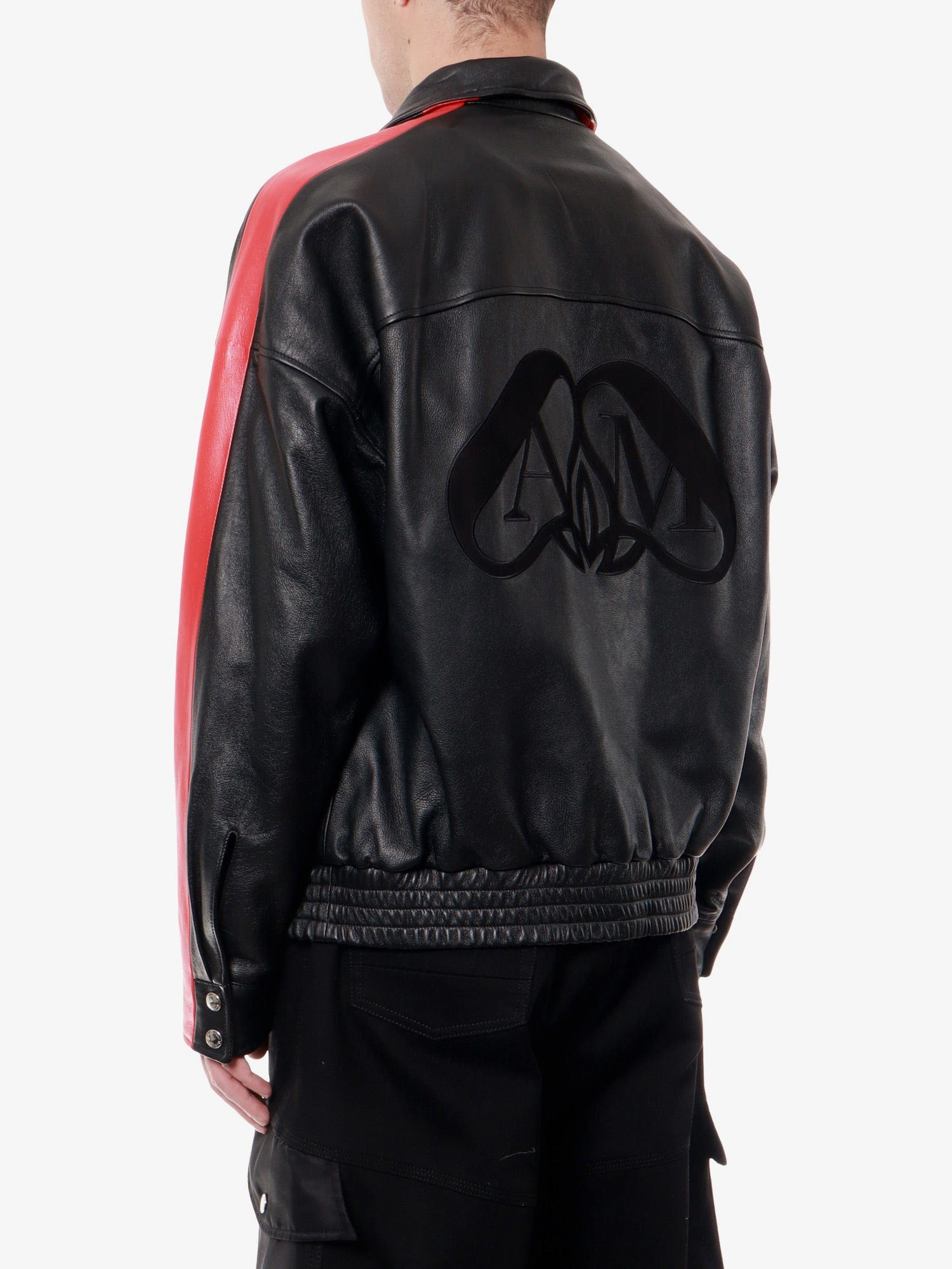 Alexander McQueen Leather jacket with contrasting bands