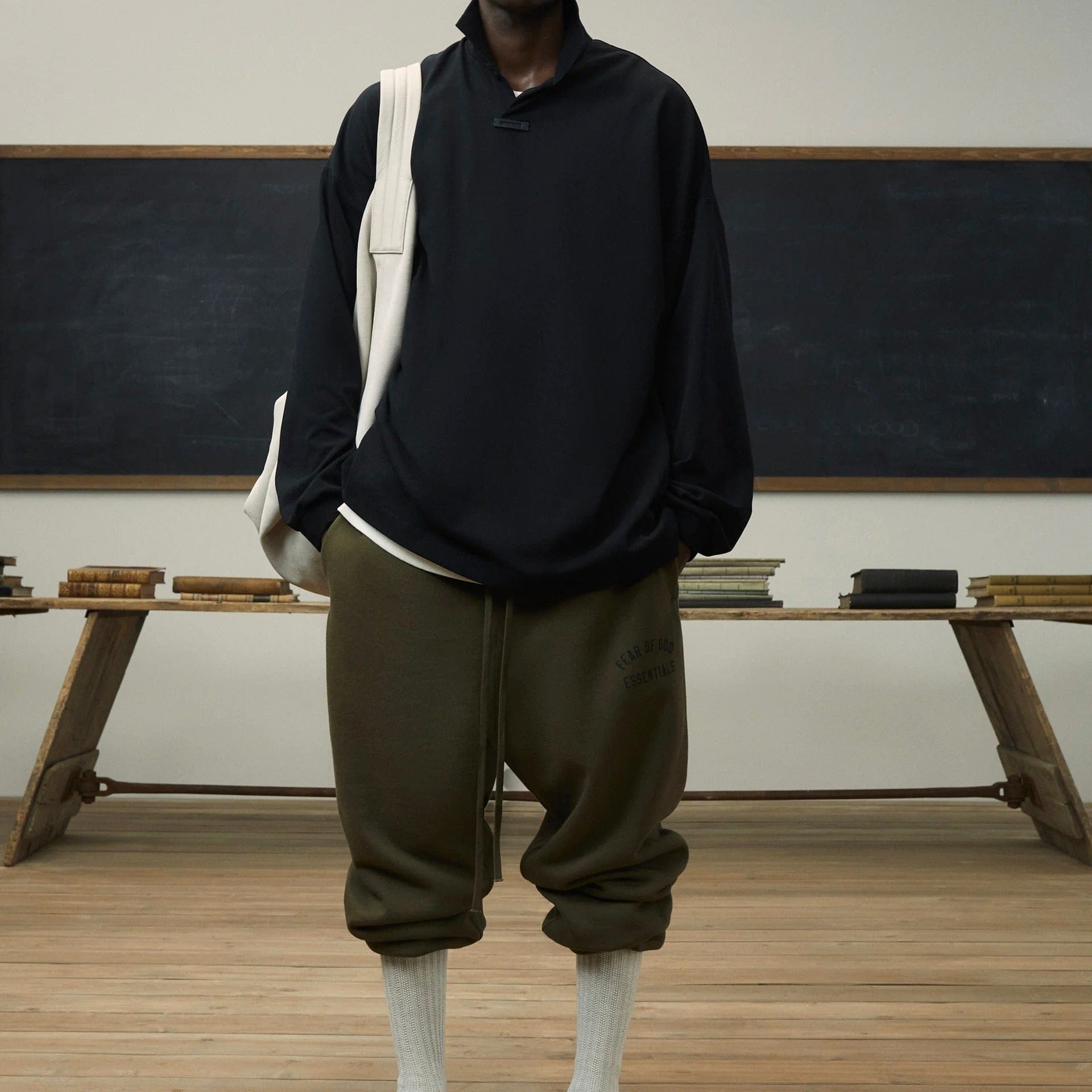 Fear of God Essentials Cuffed Fleece Sweatpants (FW24) Military