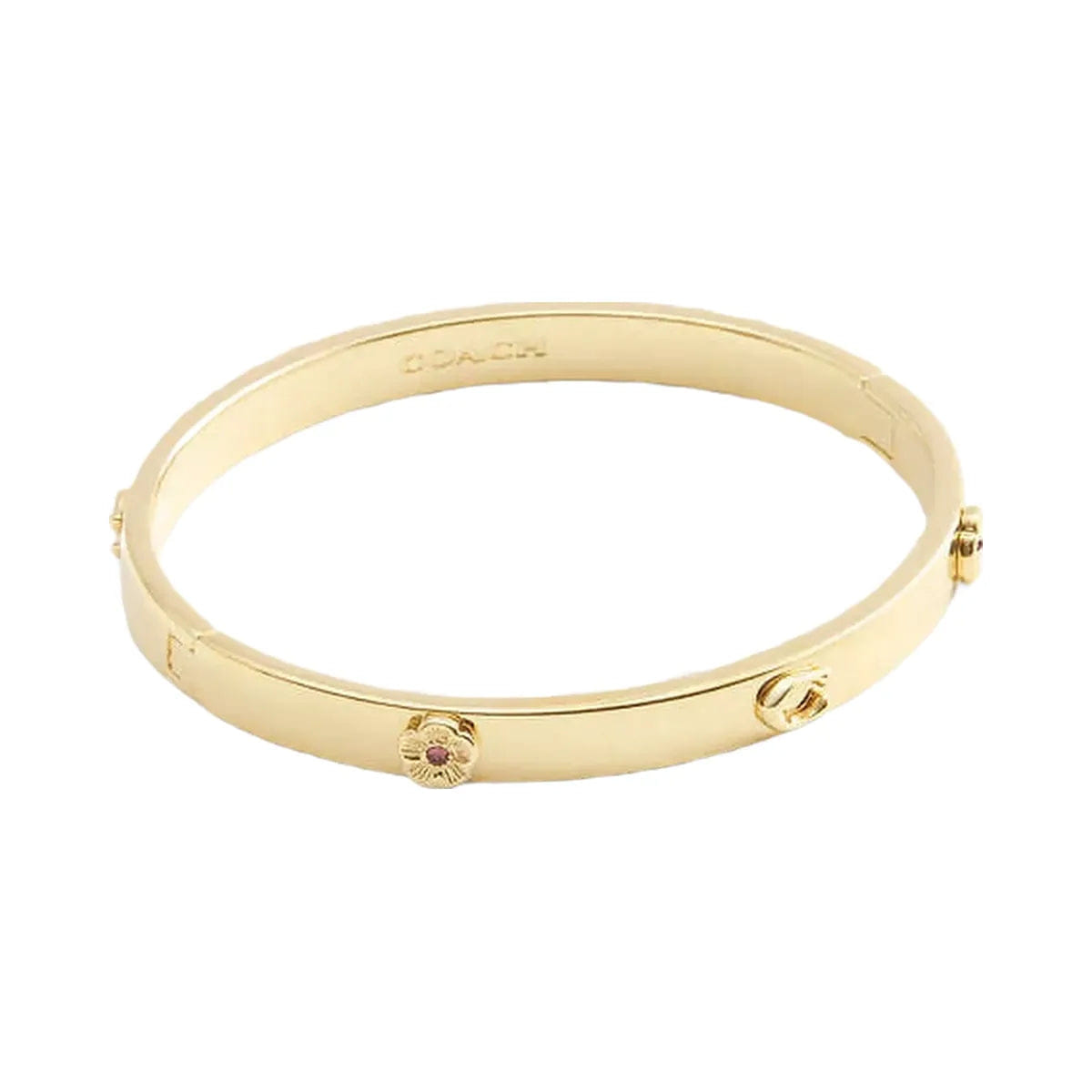 Coach Tea Rose Signature Hinged Bangle Gold