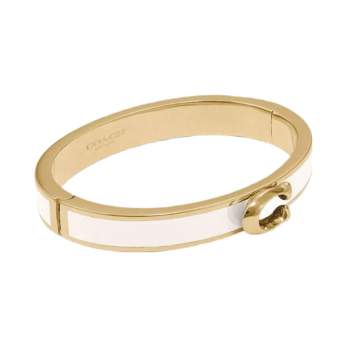 Coach Signature Push Hinged Bangle Gold - Chalk