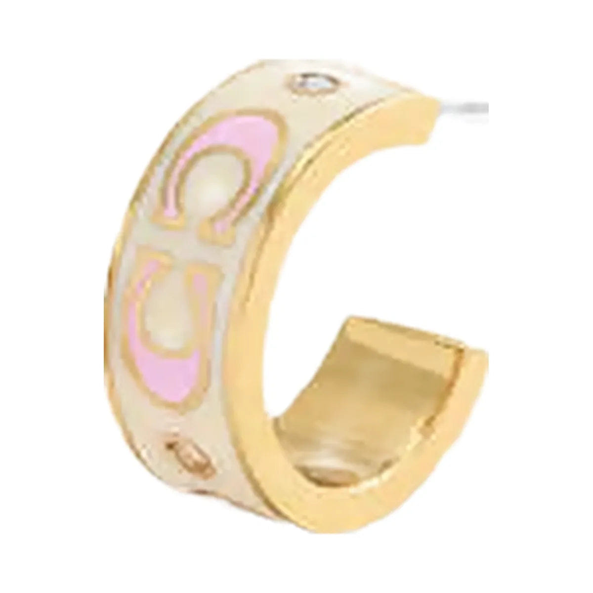 Coach Signature Enamel Small Huggie Earrings Gold - Pink Multi