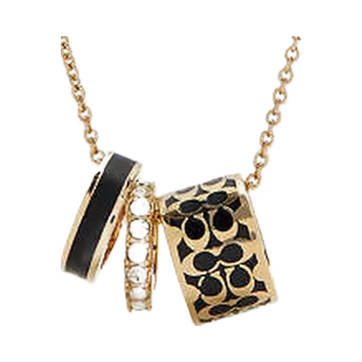 Coach Signature Enamel Necklace Gold - Black