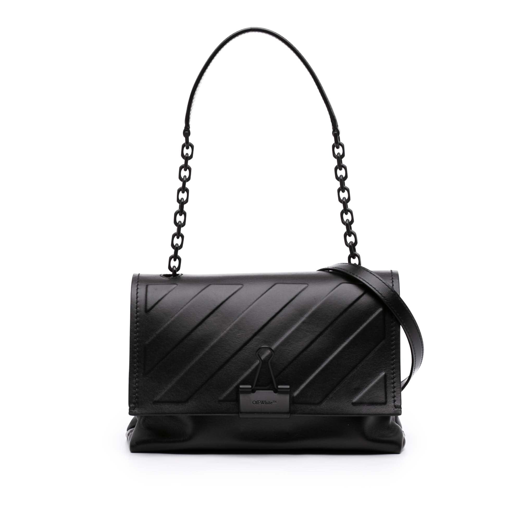 Off-White Embossed Leather Diag Binder Clip Flap
