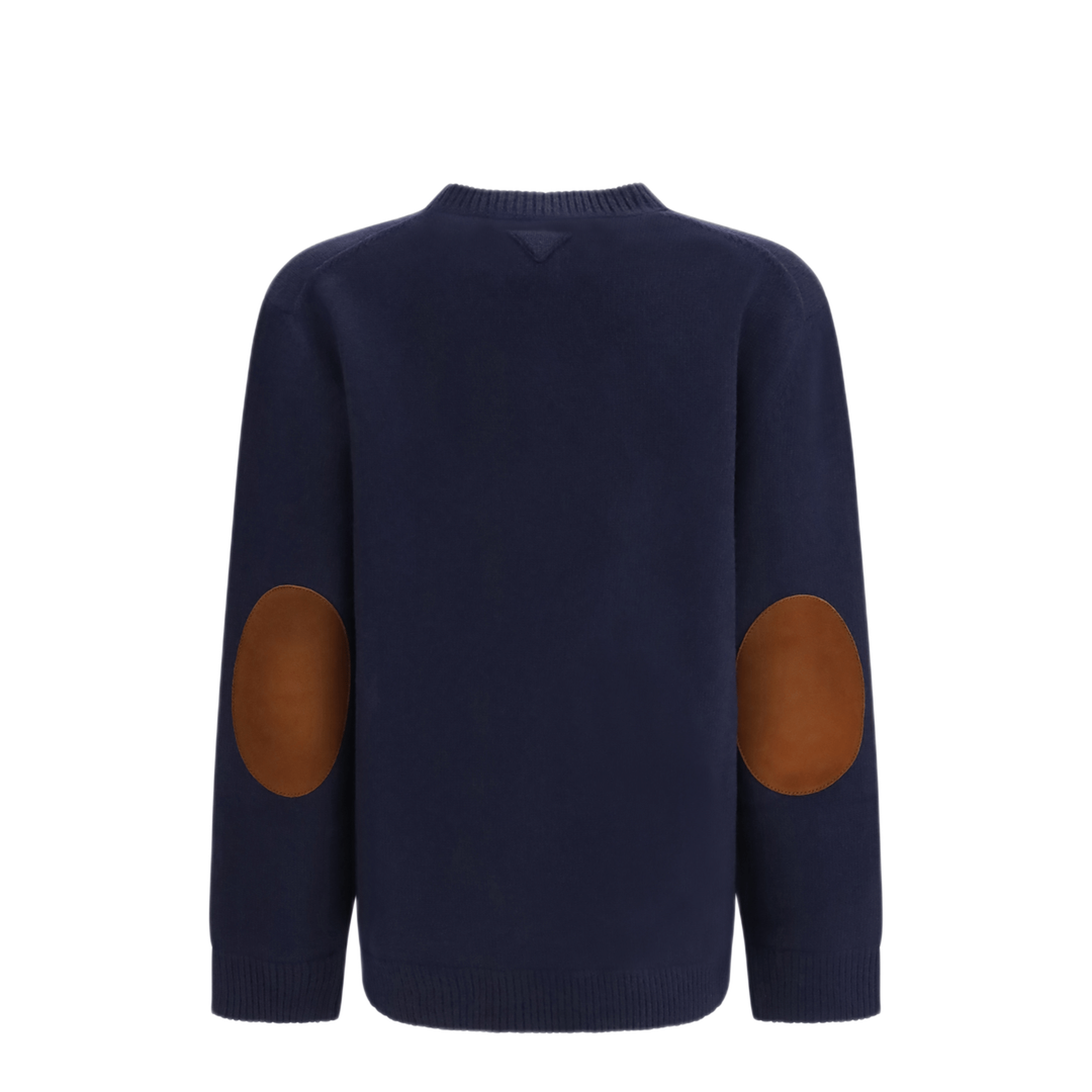 Prada Crewneck Sweater With Suede Elbow Patches