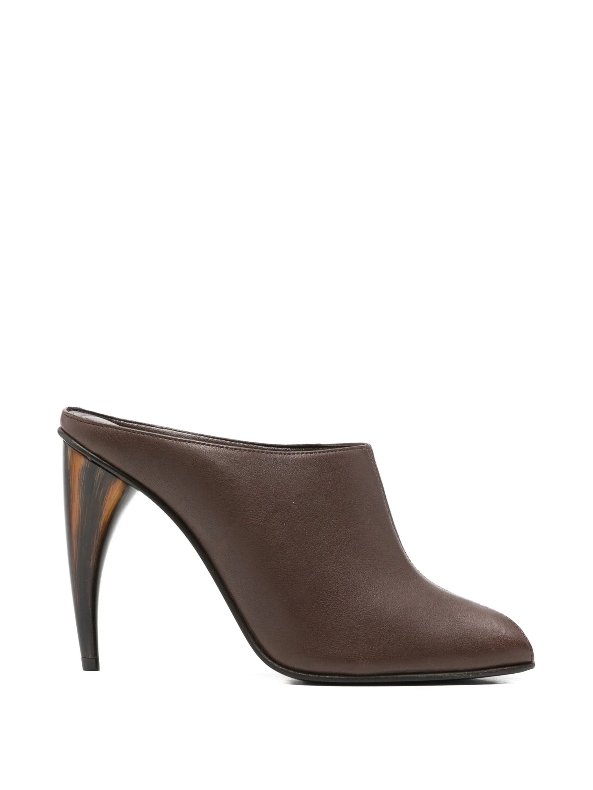 Alexander McQueen peep - toe leather mules