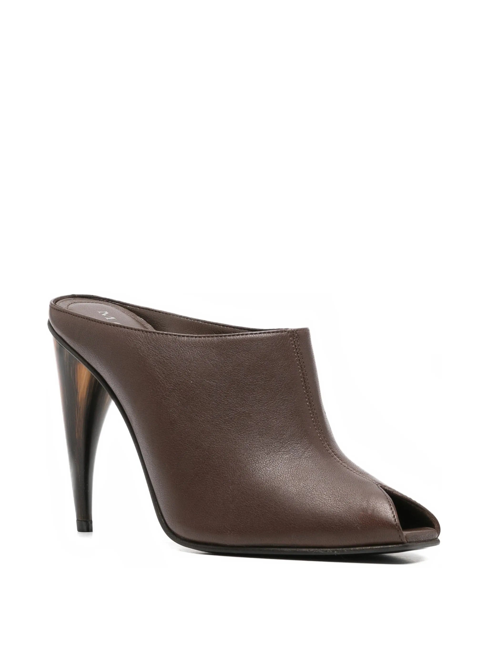 Alexander McQueen peep - toe leather mules