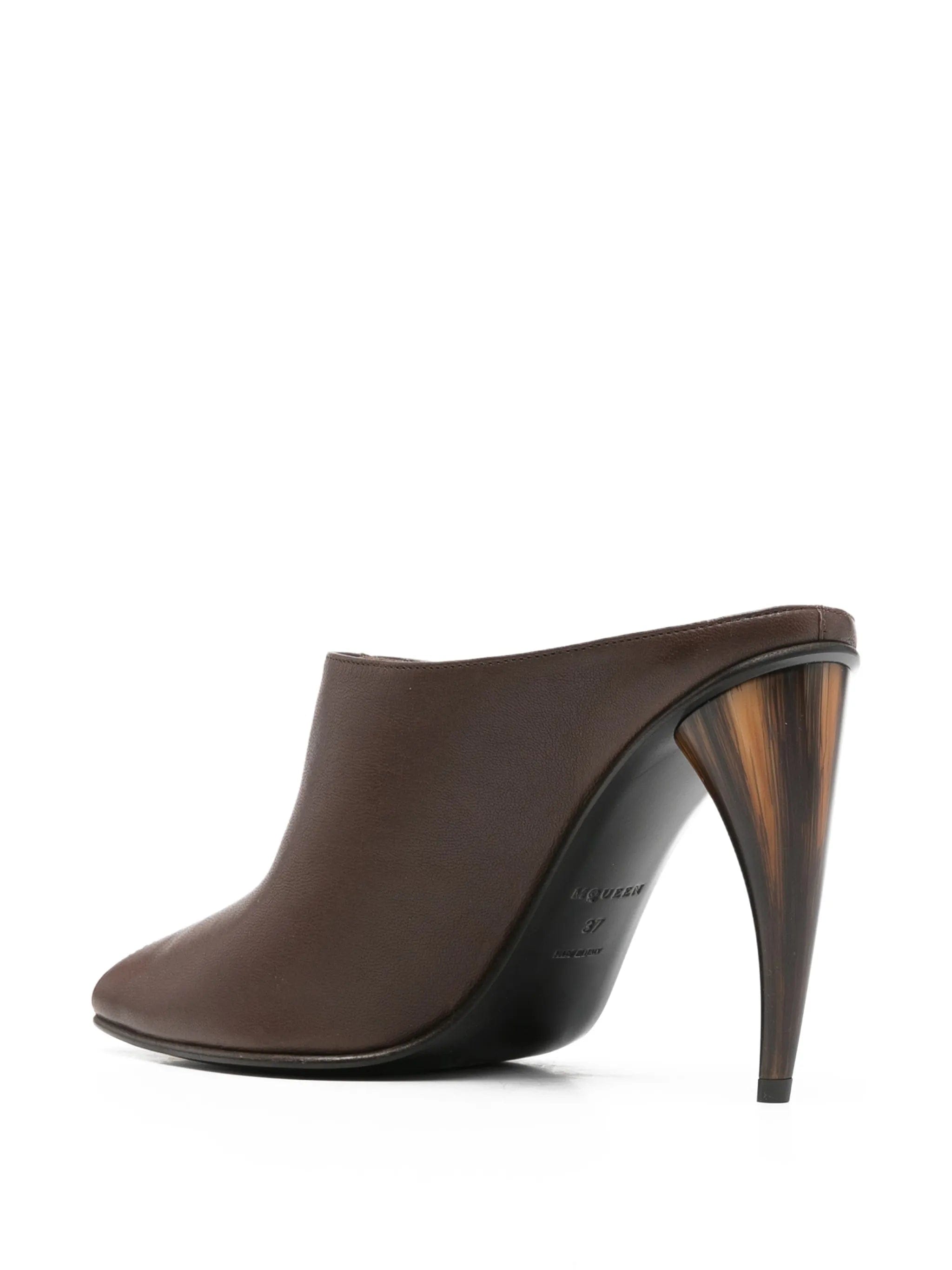 Alexander McQueen peep - toe leather mules