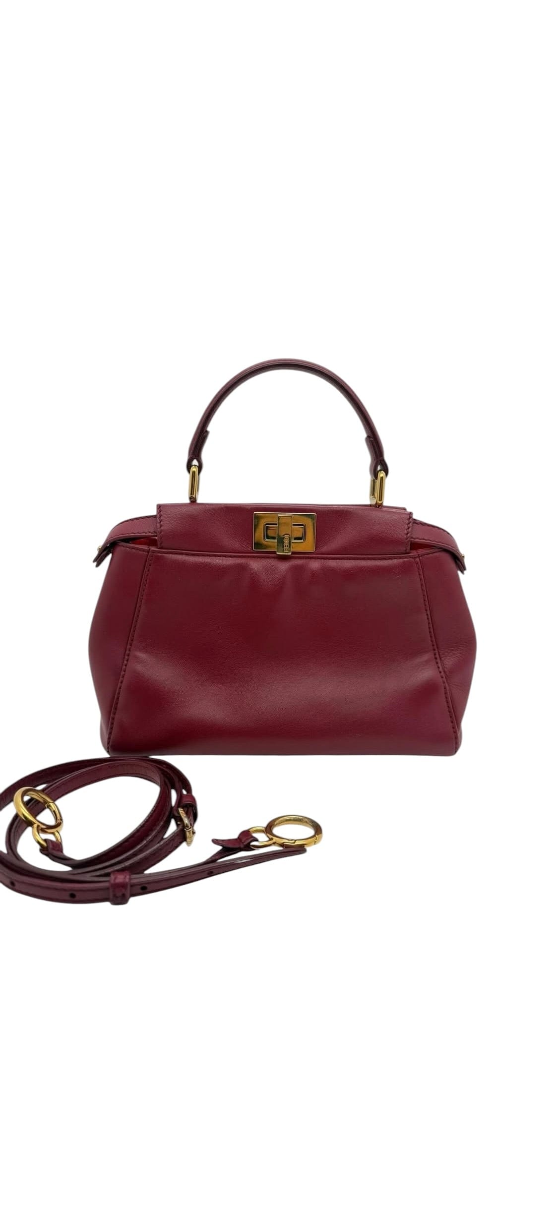 Fendi Mini Peekaboo Burgundy Lambskin GHW DLT1113