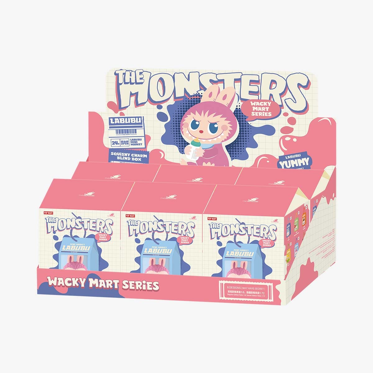 Pop Mart Labubu The Monsters Wacky Mart Series Squishy Charm Sealed Case (6 Blind Box)