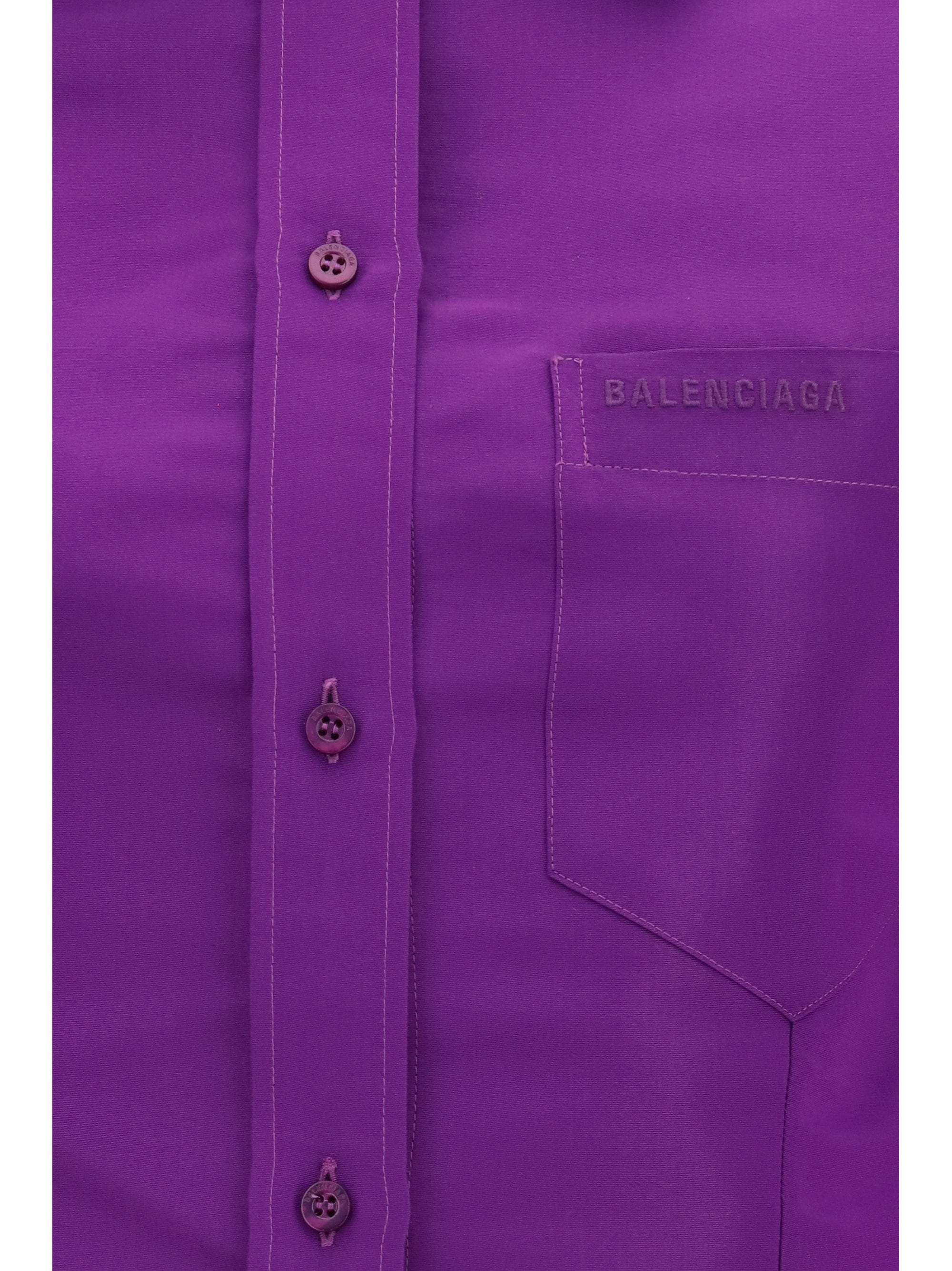 Balenciaga Asymmetric Cotton Shirt — Purple