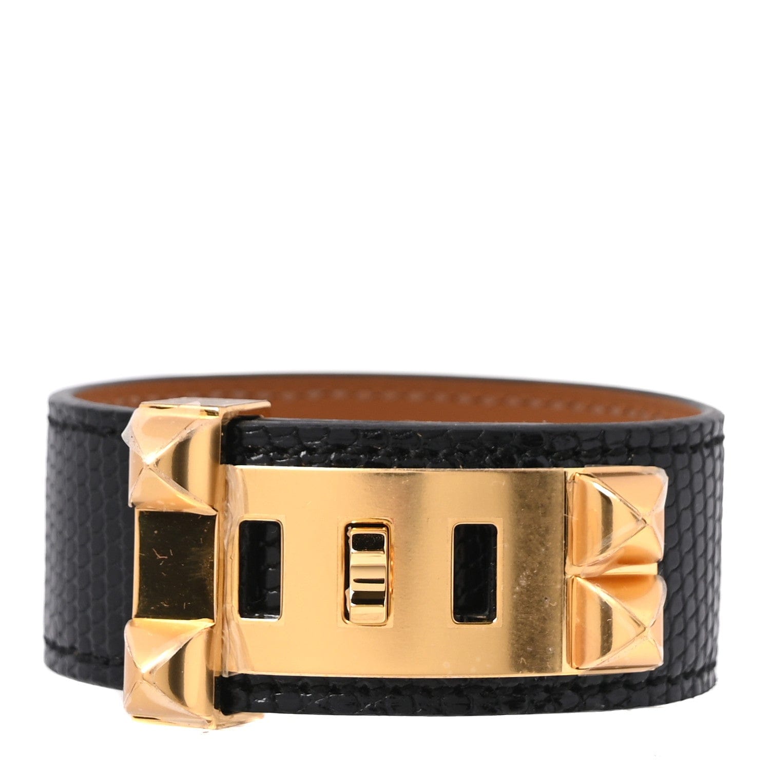 Hermes Lizard Collier de Chien CDC 24 Bracelet T3 Black