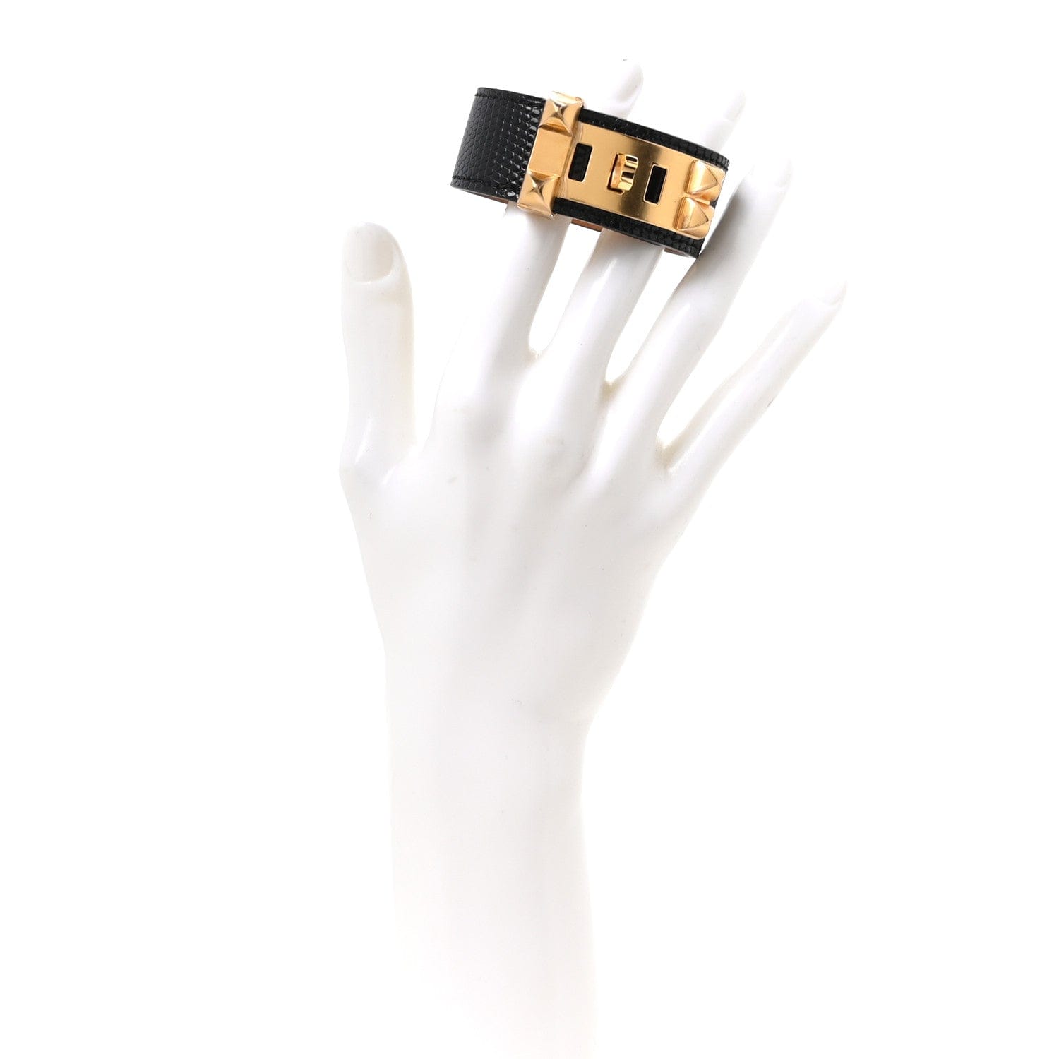 Hermes Lizard Collier de Chien CDC 24 Bracelet T3 Black