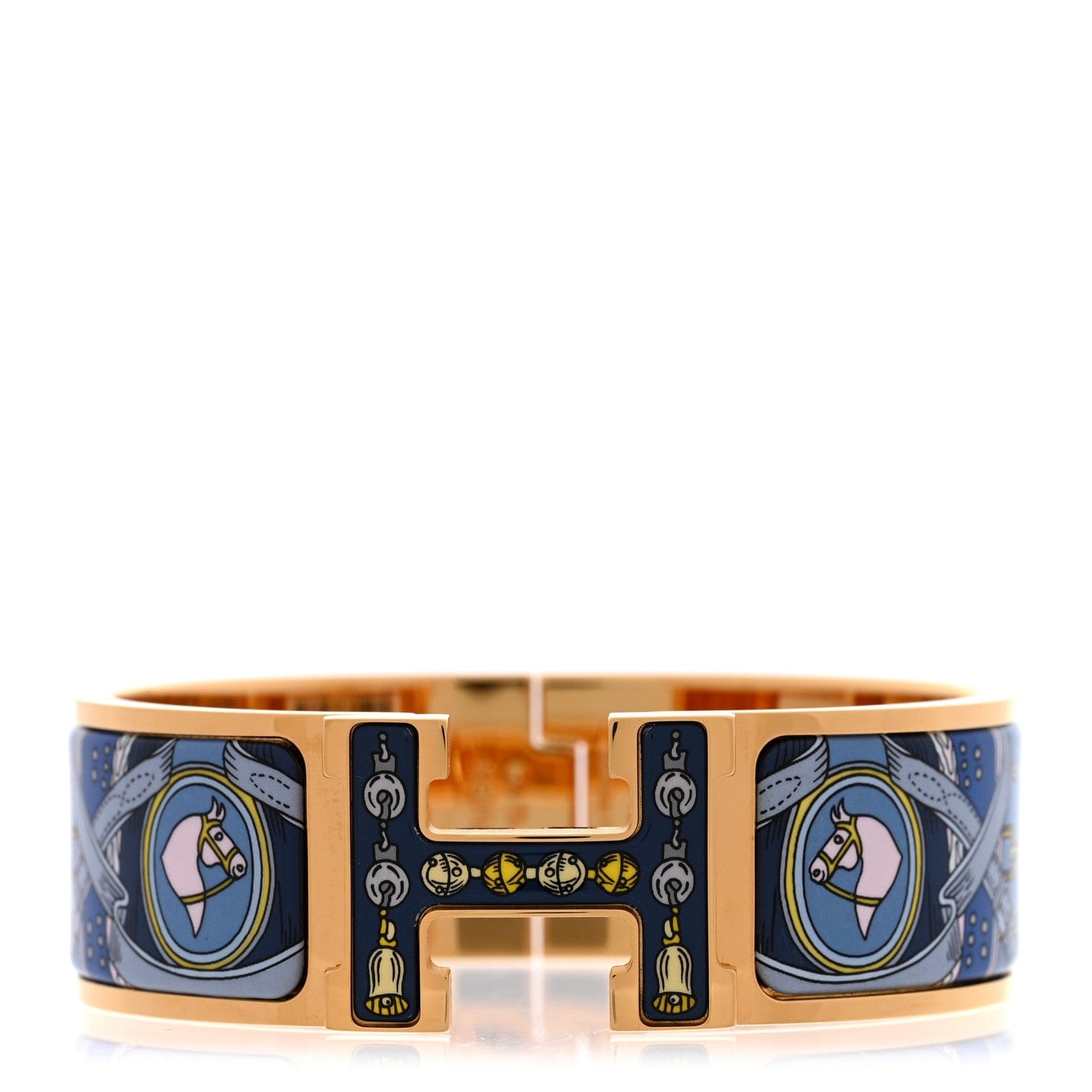 Hermes Enamel Printed Wide Bouquets Selliers Clic Clac H Bracelet PM Ecume