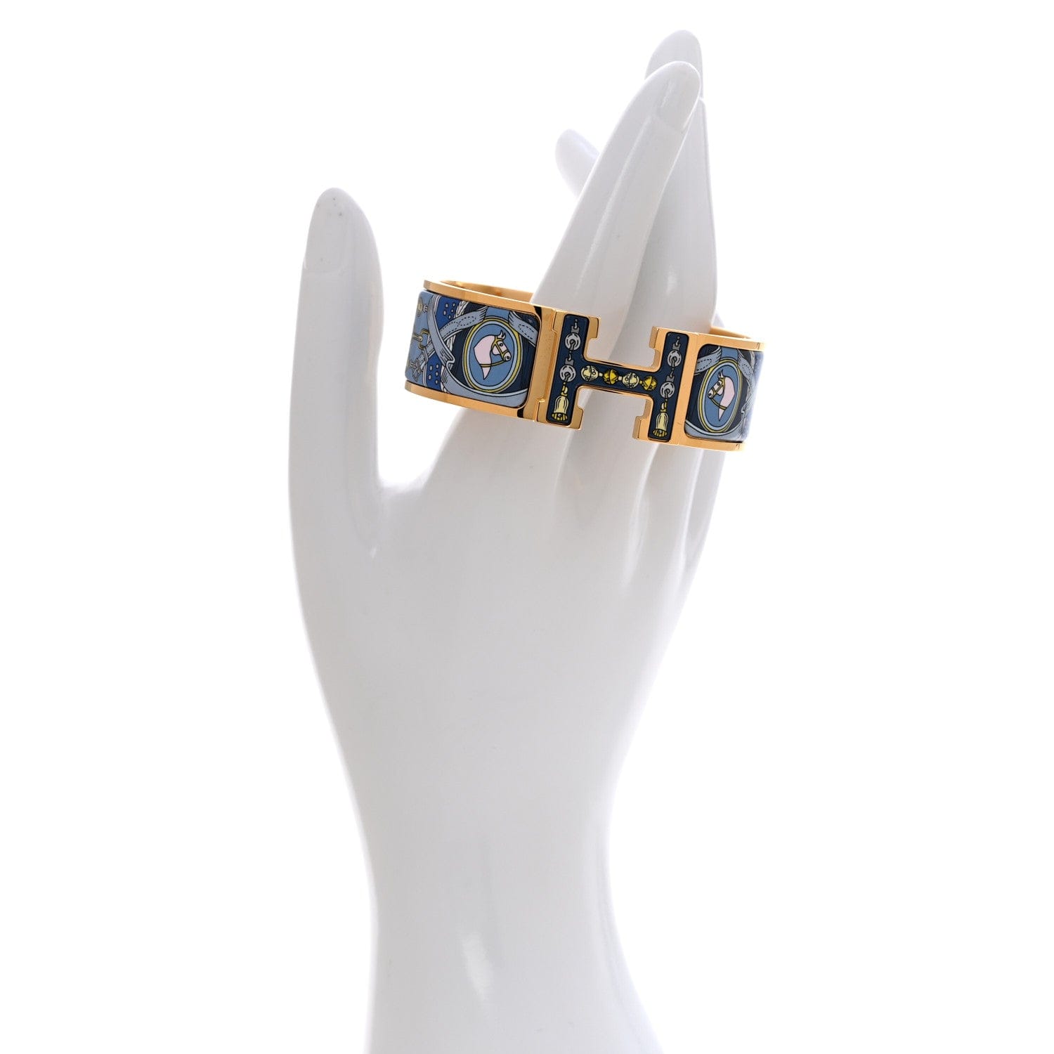 Hermes Enamel Printed Wide Bouquets Selliers Clic Clac H Bracelet PM Ecume